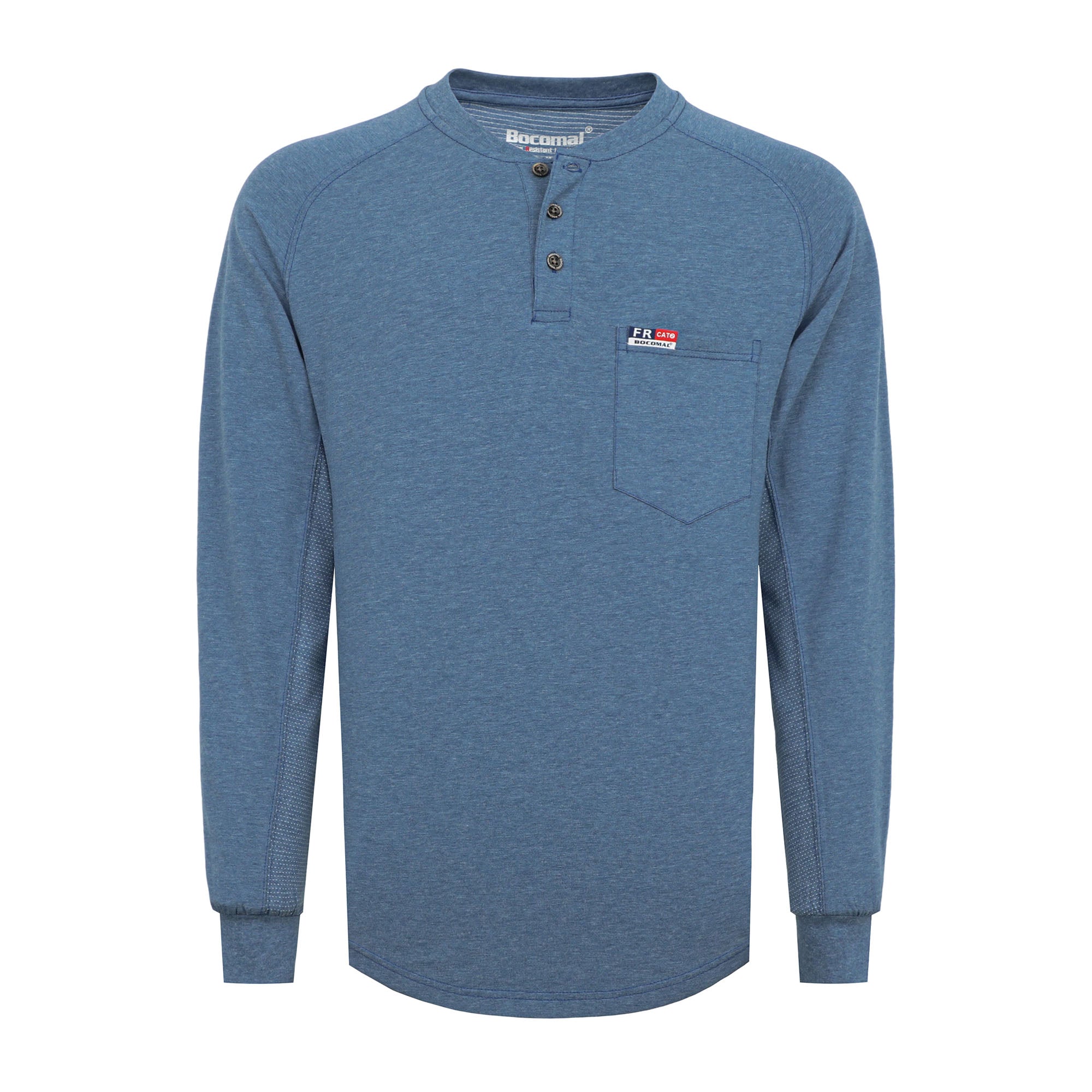 6OZ Henley Bird's-Eye Breathable Vented Mesh FR Tee-B535