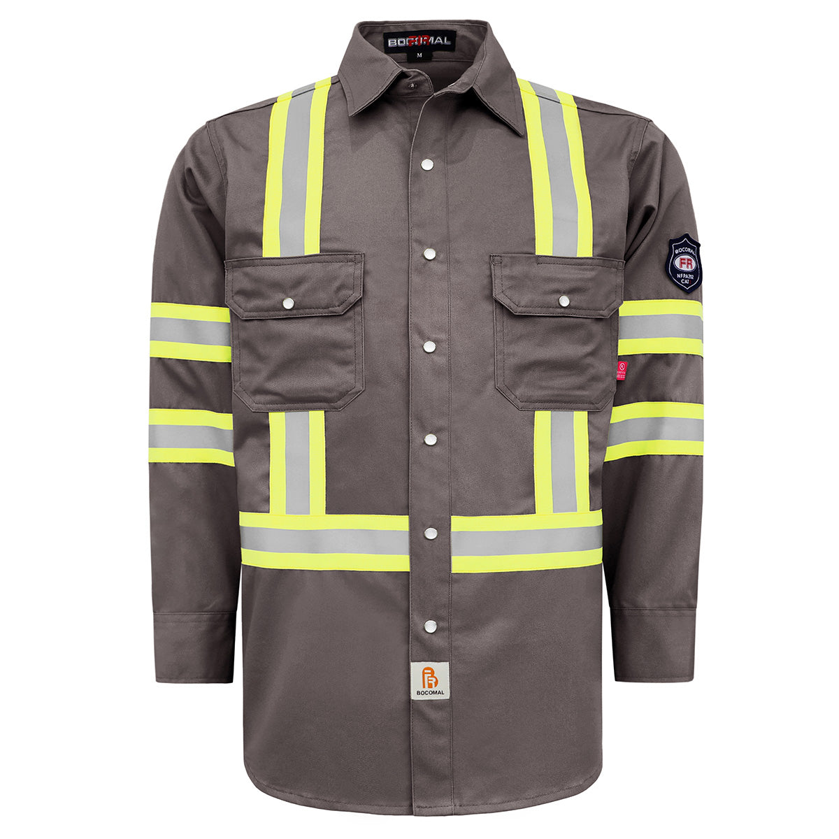 7.5OZ FR Hi Vis Reflective Shirts with Pearl Snap/Type O CLASS 1-0802