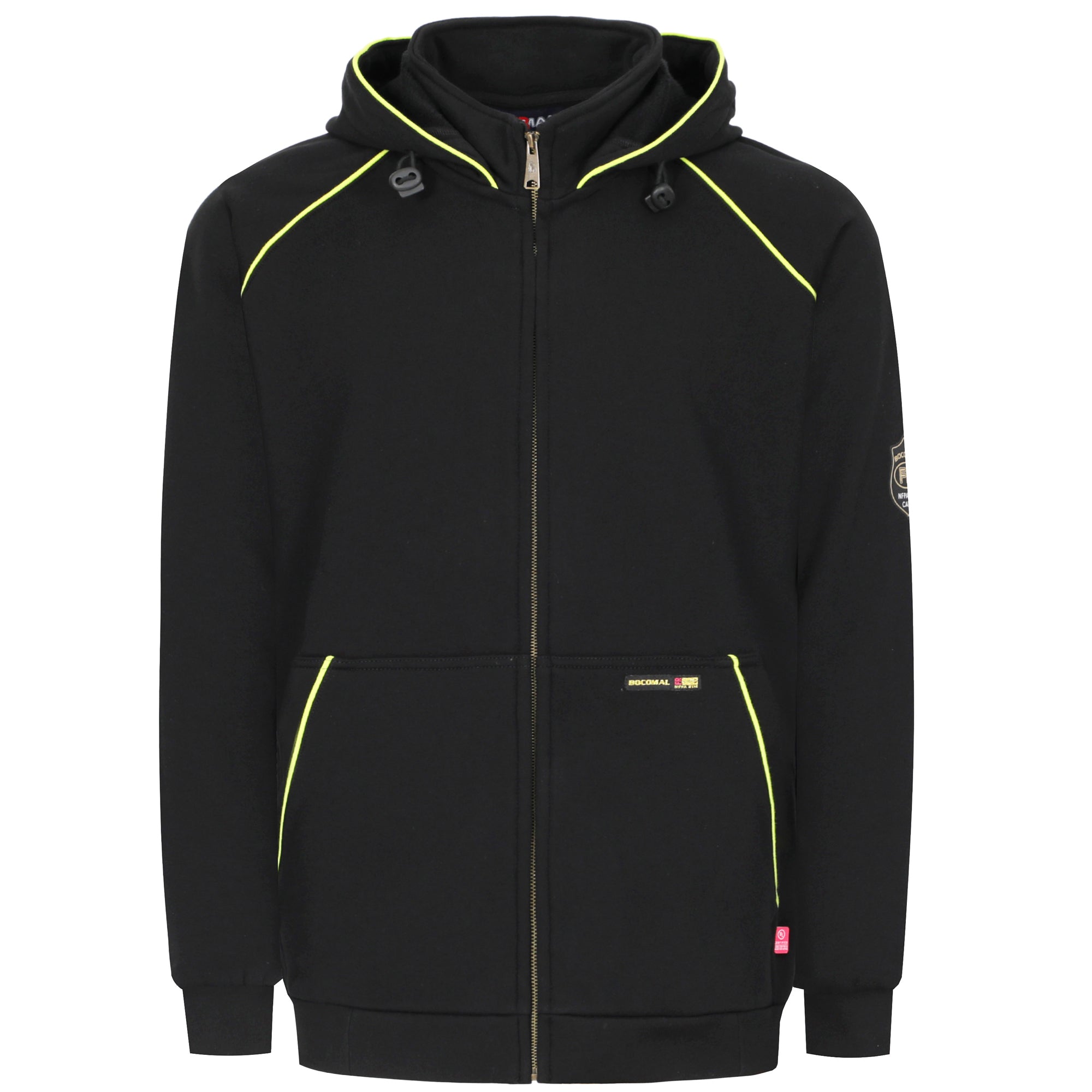 12oz Heavyweight Cotton Fleece Zipper Front FR Contrast Stripes Hooded Sweatshirts-1531B