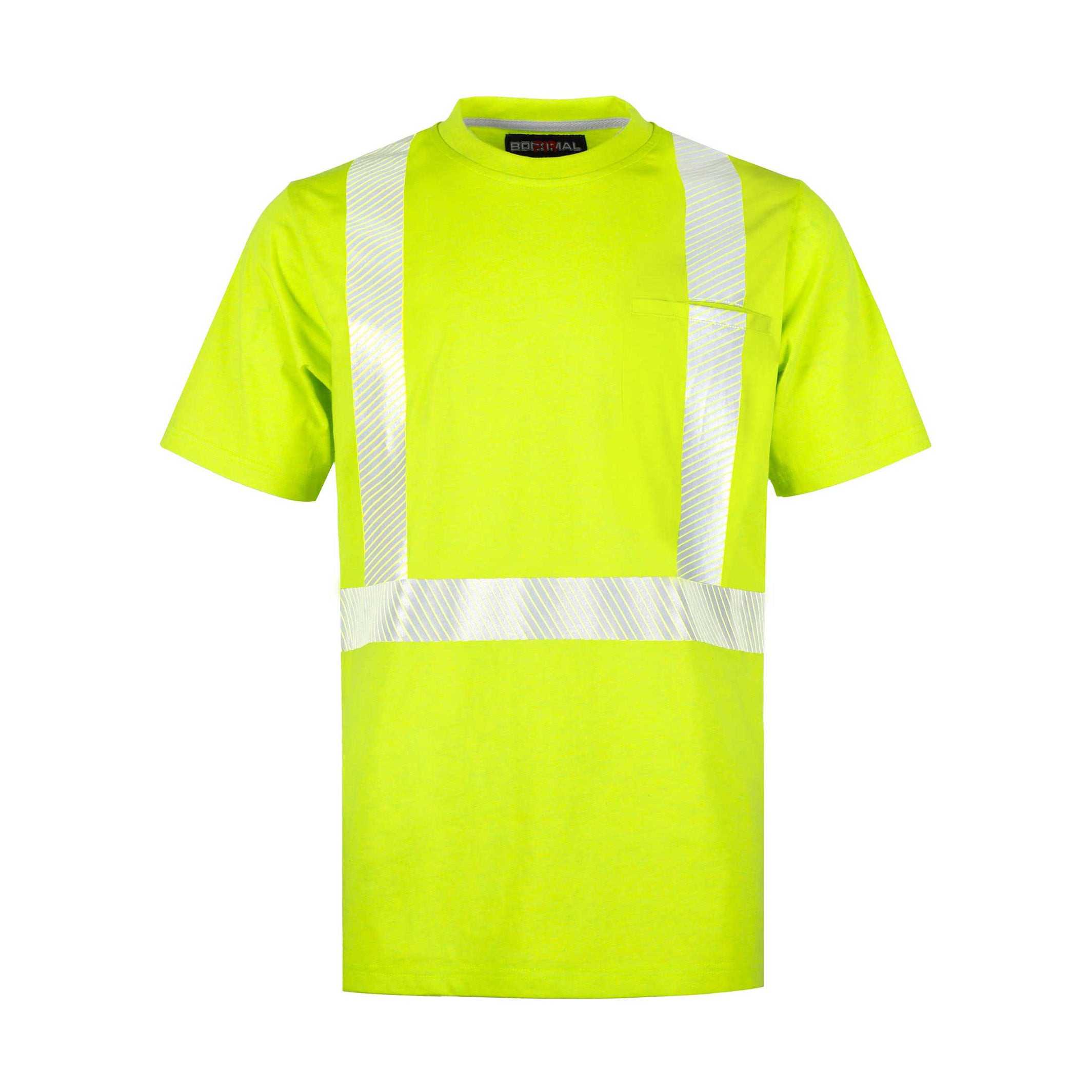 6oz Hi Vis Short Sleeve Lightweight High Visibility Reflective  Yellow Men's Safety FR Shirts-0624S