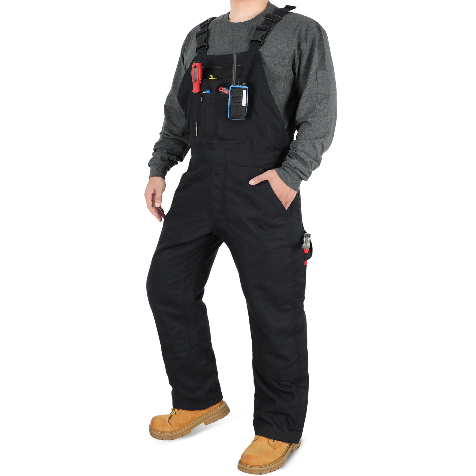Insulated FR Bib Overalls with Thigh Zippers and Knee Pads for winter(Final Sale)-8704