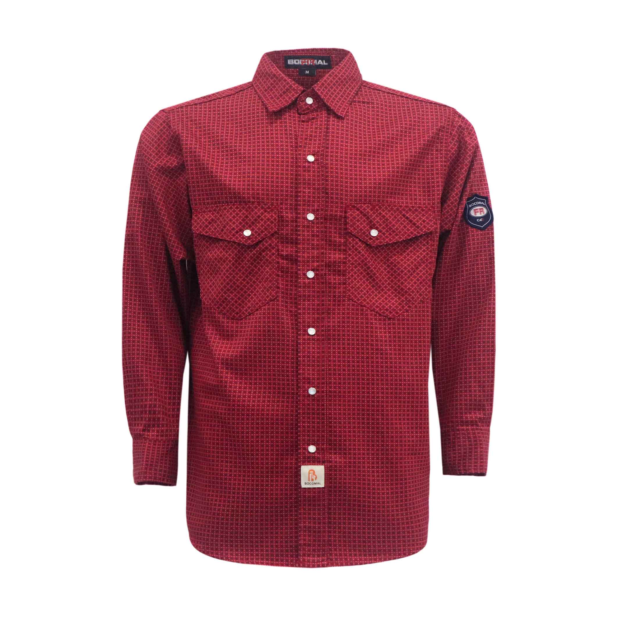 6.5OZ Printed Plaid Shirts With Pearl Snap-0916