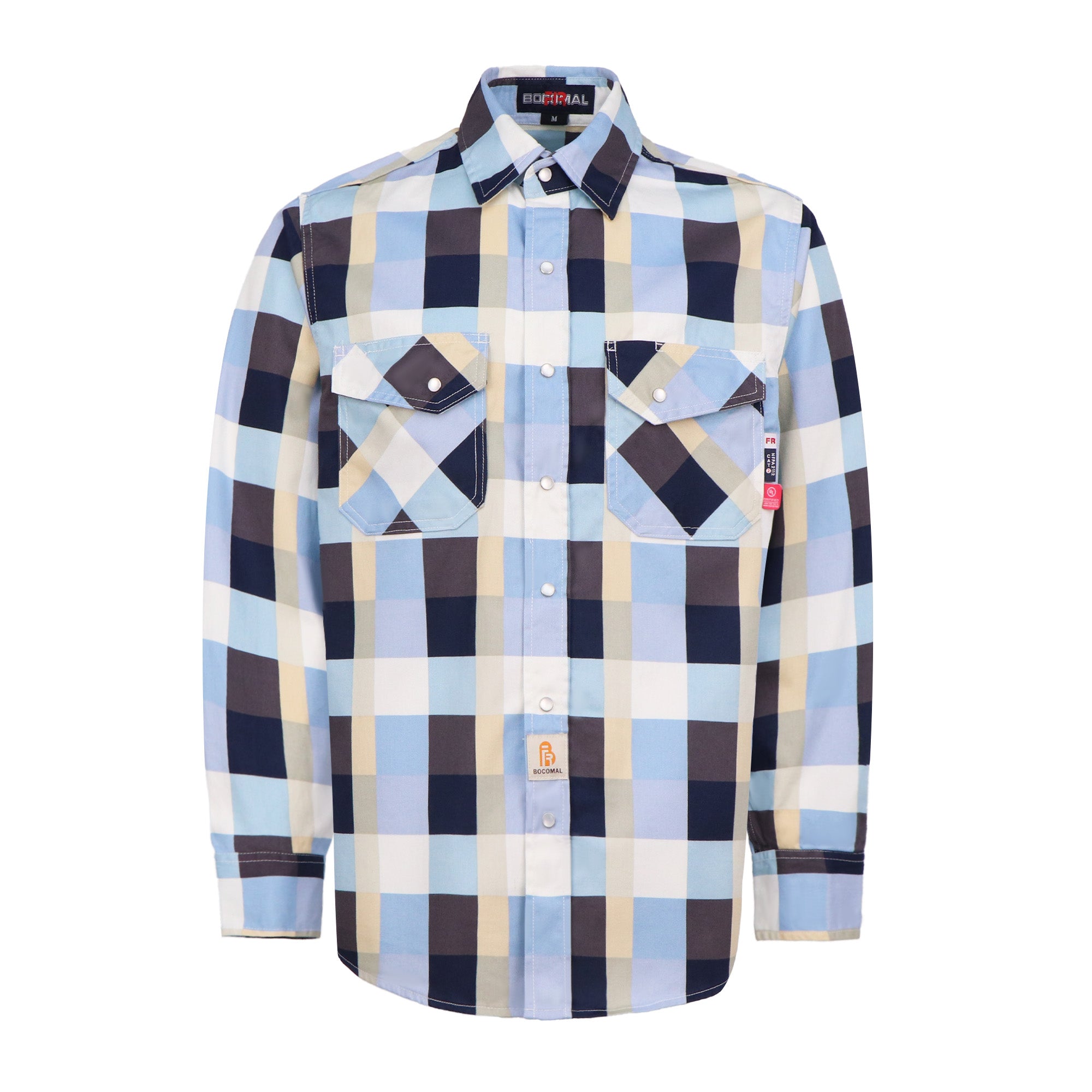 6.5OZ Printed Plaid Shirts With Pearl Snap -3916