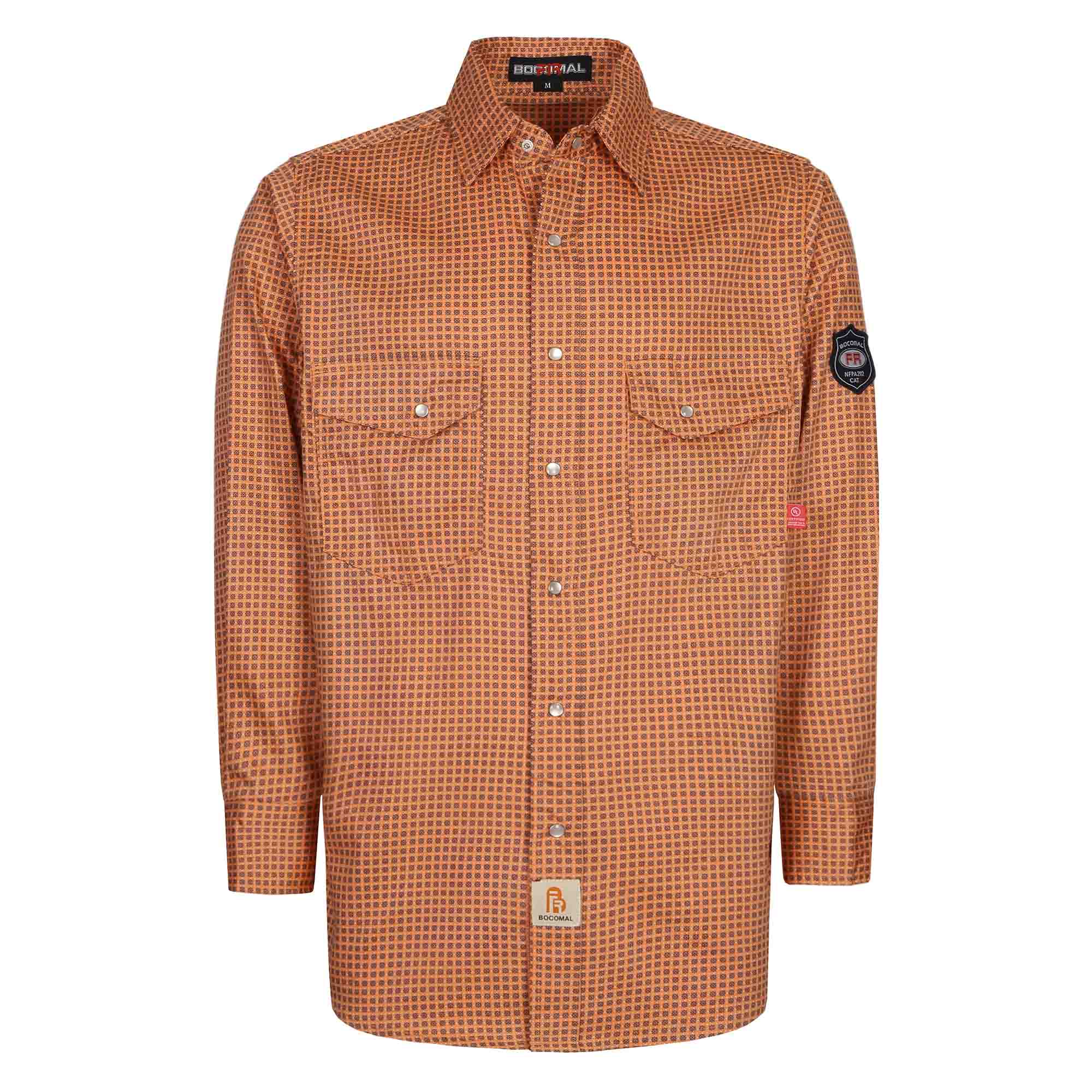 6.5oz Cotton Button Up Printed Plaid Flame Resistant Welding Shirts (Final Sale)