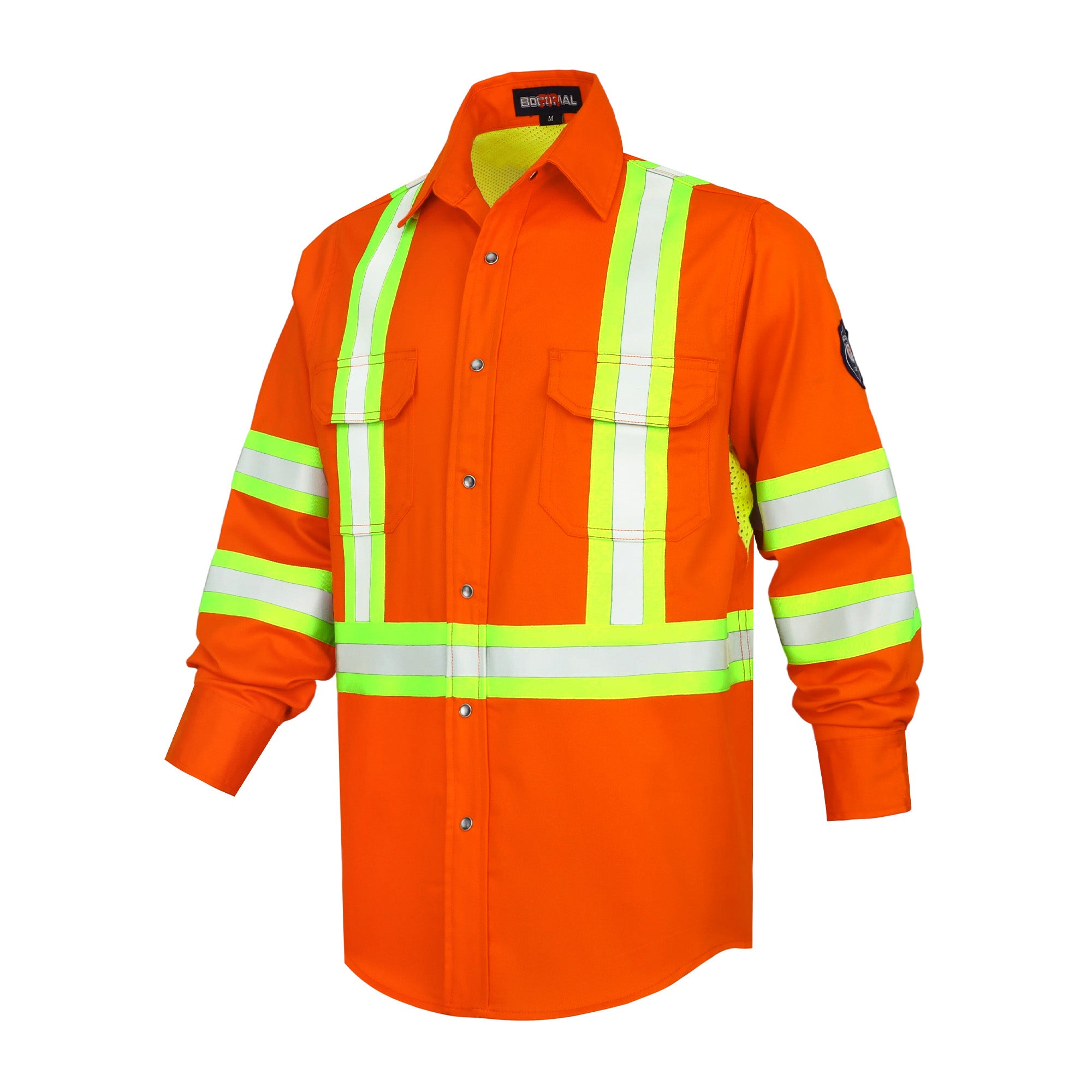 6.5OZ Lightweight Reflective High Visibility Breathable Mesh Vented FR Shirts - B207HV