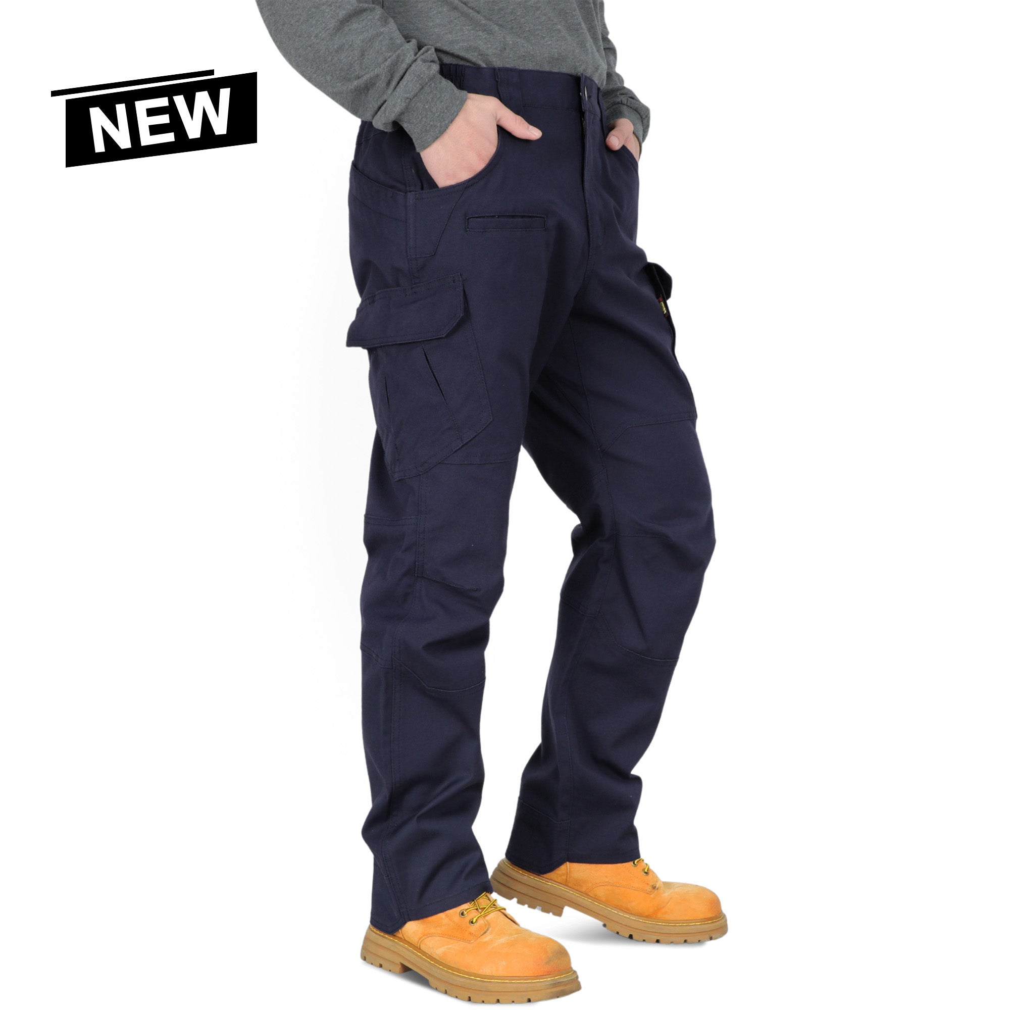 8.5OZ Cargo Pockets Dura-Stretch Rip-Stop Soft Canvas FR Reinforced Work Pants-8432