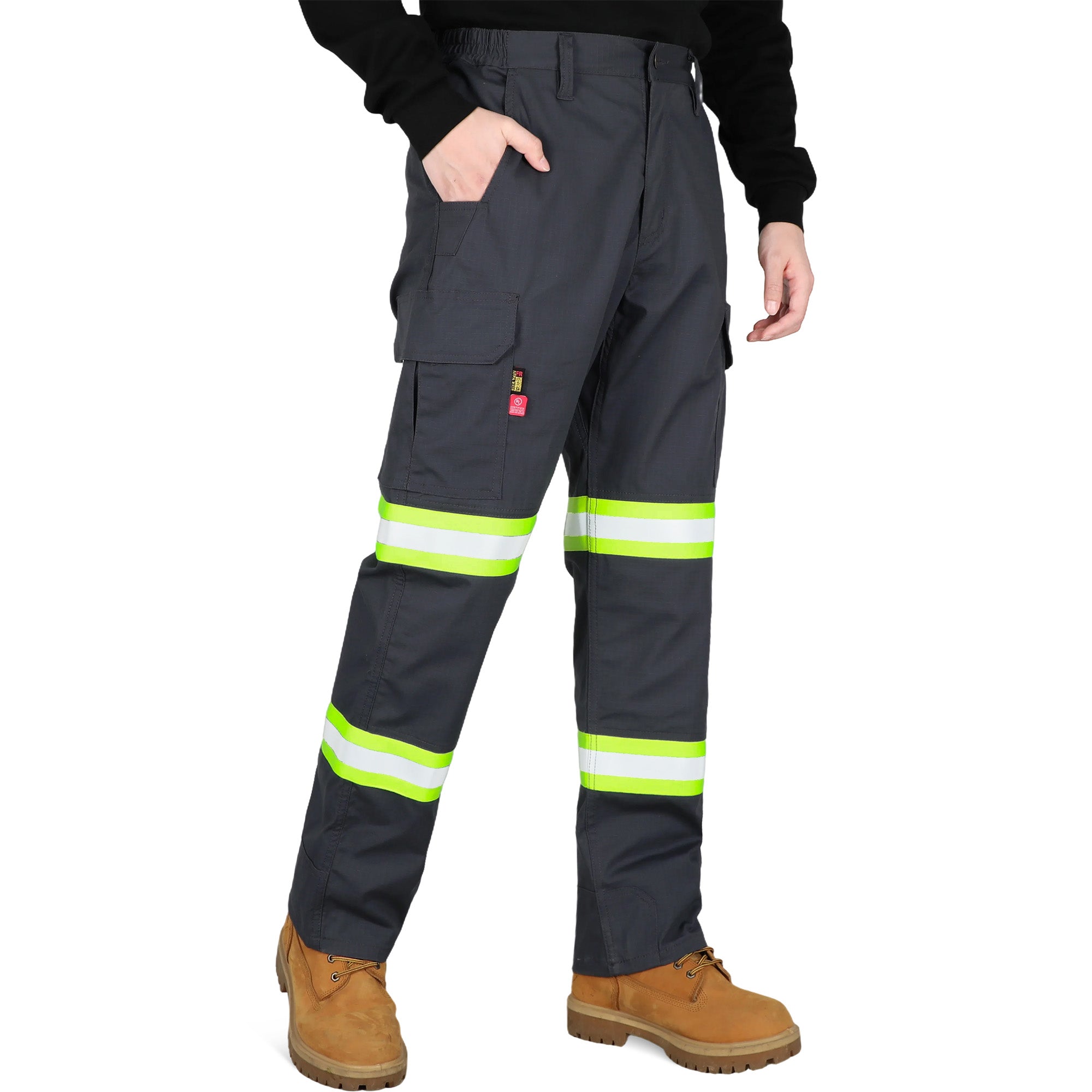 7OZ Hi Vis Rip-Stop FR Reflective Cargo Work Pants-A828HV