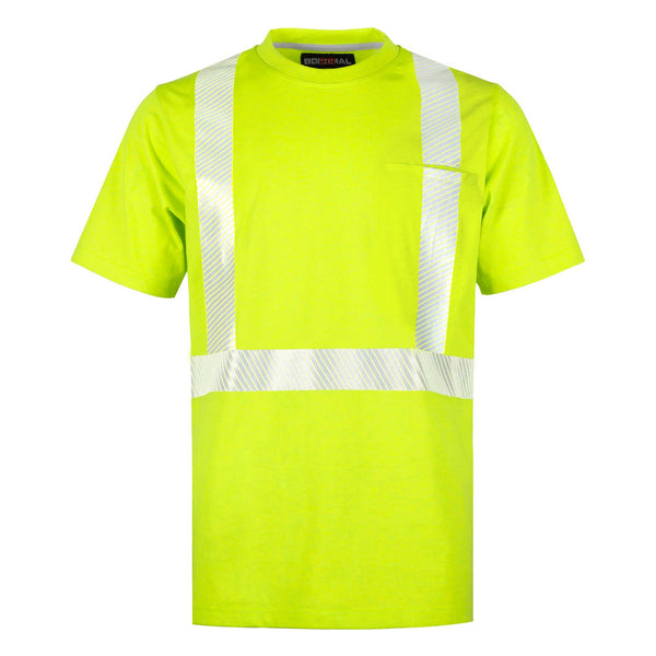 6oz Hi Vis Short Sleeve Lightweight High Visibility Reflective  Yellow Men's Safety FR Shirts