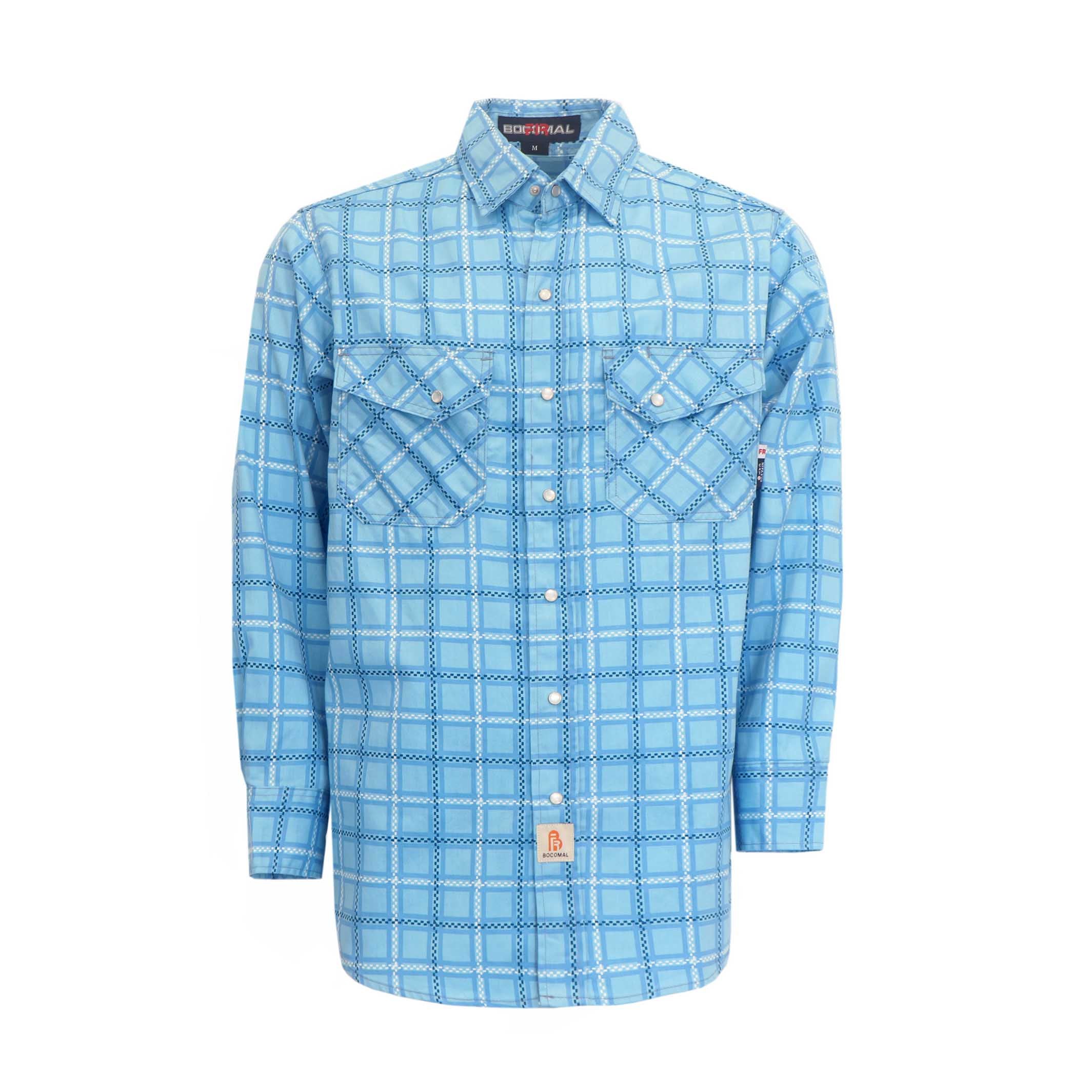 6.5OZ Printed Plaid Shirts With Pearl Snap(Final Sale)-3916