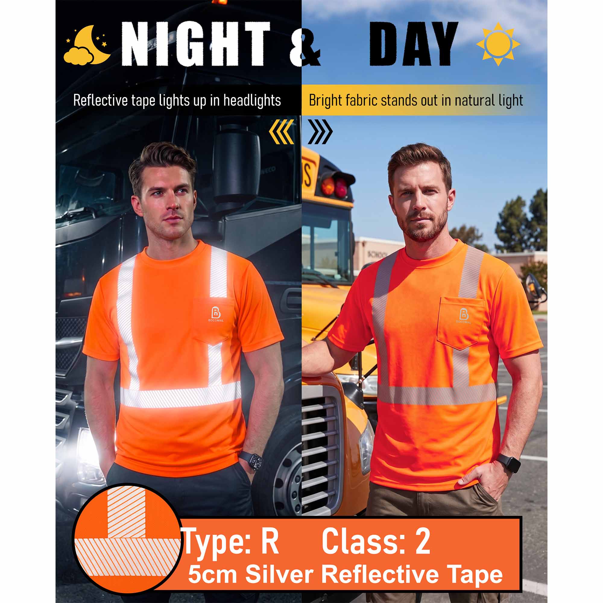 4OZ High Visibility Shirts Reflective Breathable Safety Work Tee (NON-FR)- TS132B