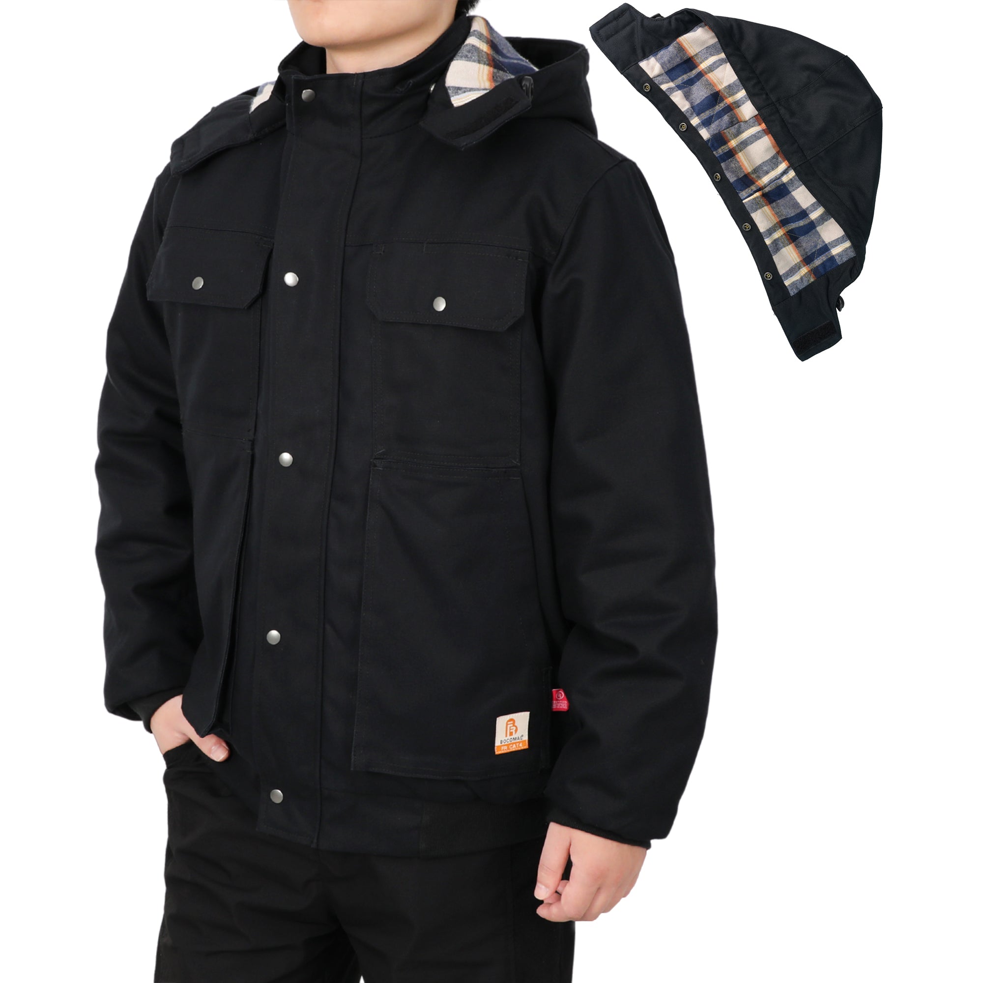 FR Jacket Insulated Heavyweight Canvas Flannel Lined,Detachable Hood-8804