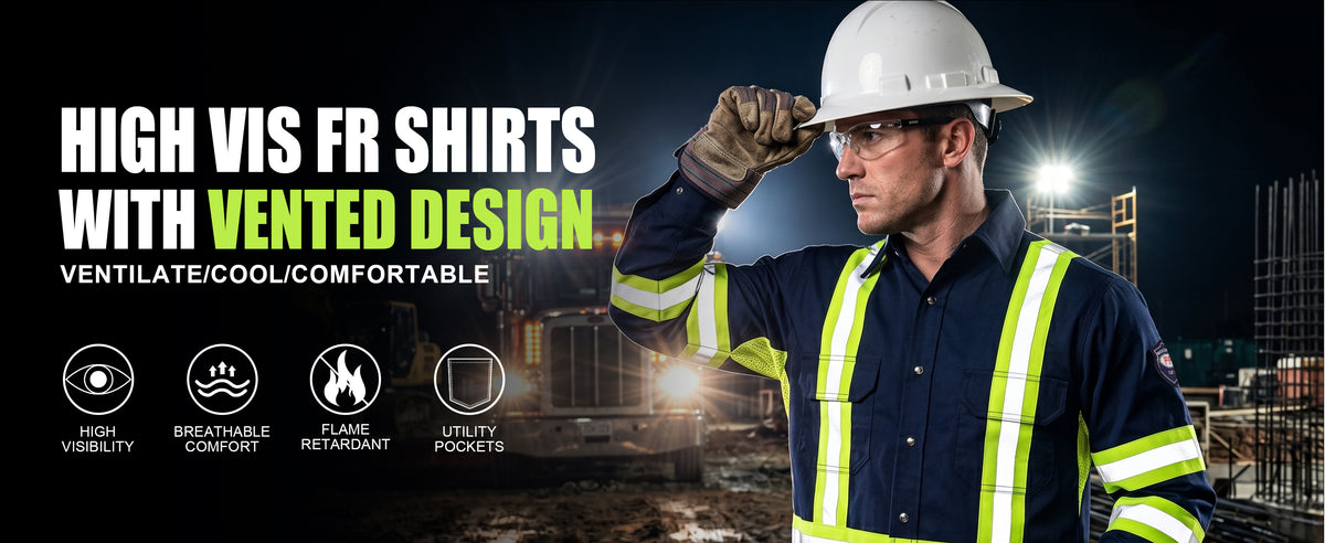 6.5OZ Lightweight Reflective High Visibility Breathable Mesh Vented FR Shirts - B207HV