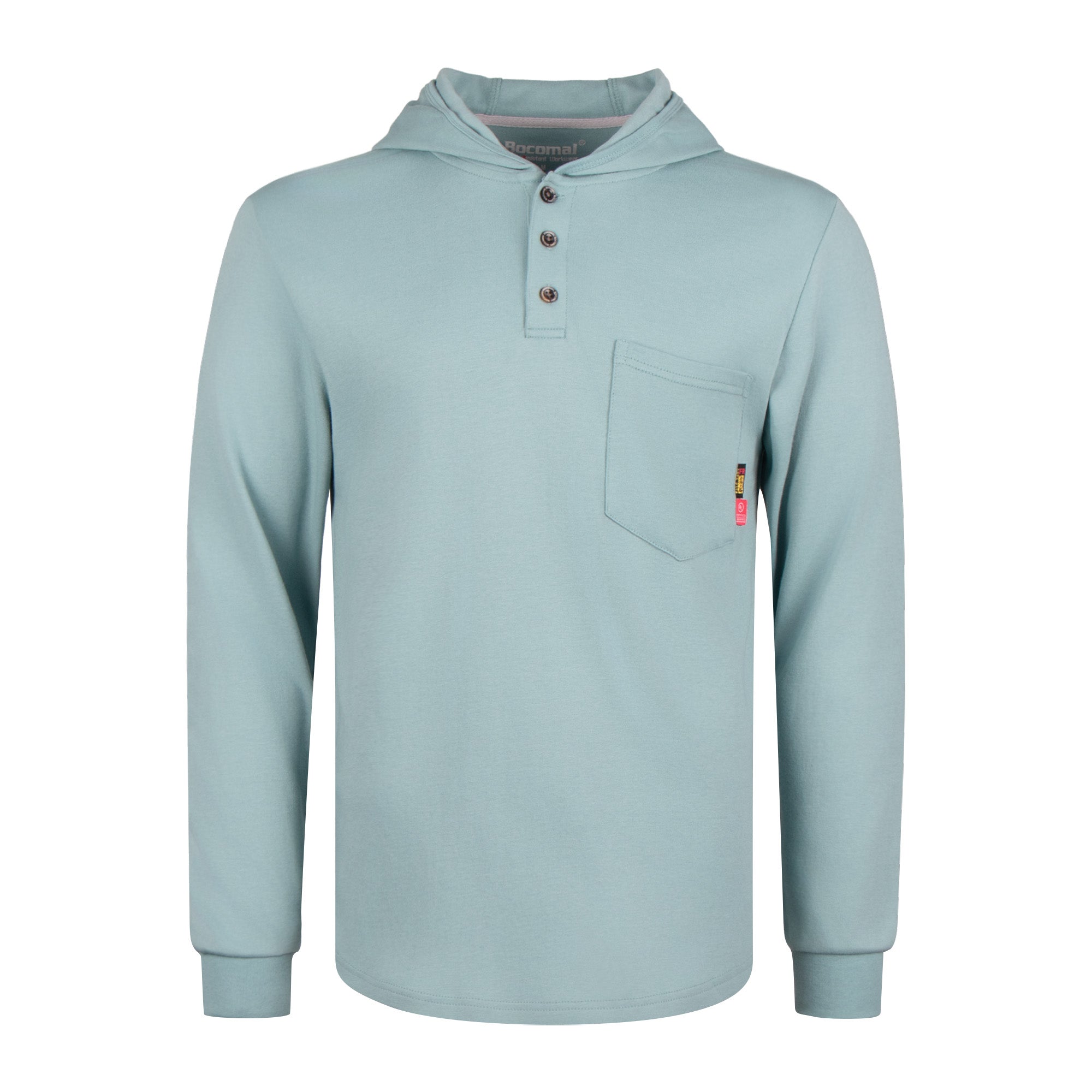 7OZ Cotton Flame-Resistant Hooded Henley T-Shirt - B103