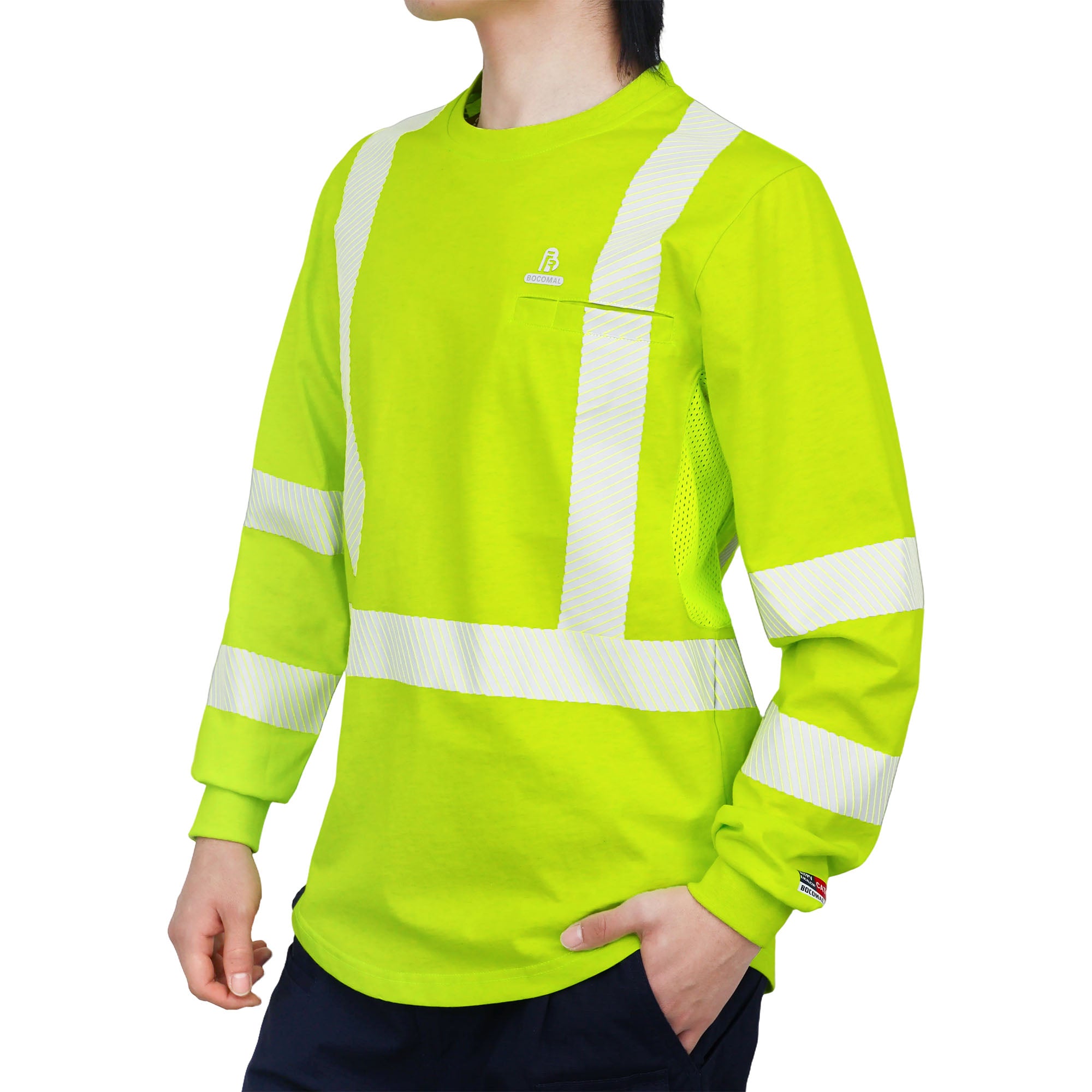 BOCOMAL FR Longe Sleeve Reflective Shirts,Hi Vis FR Shirts,CAT 2