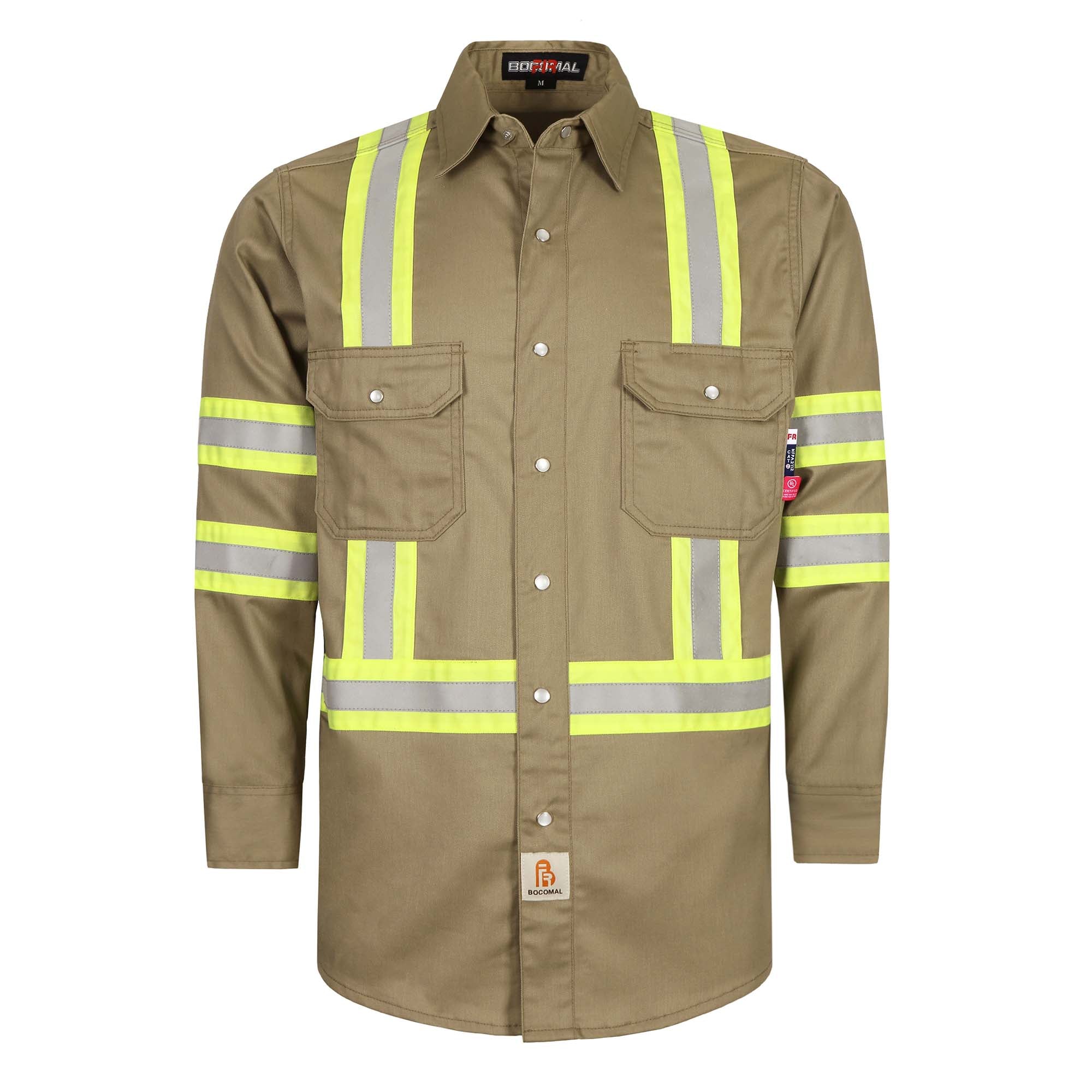 6.5OZ FR Hi Vis Work Shirts with Pearl Snap/Type O Class 1-0902HV