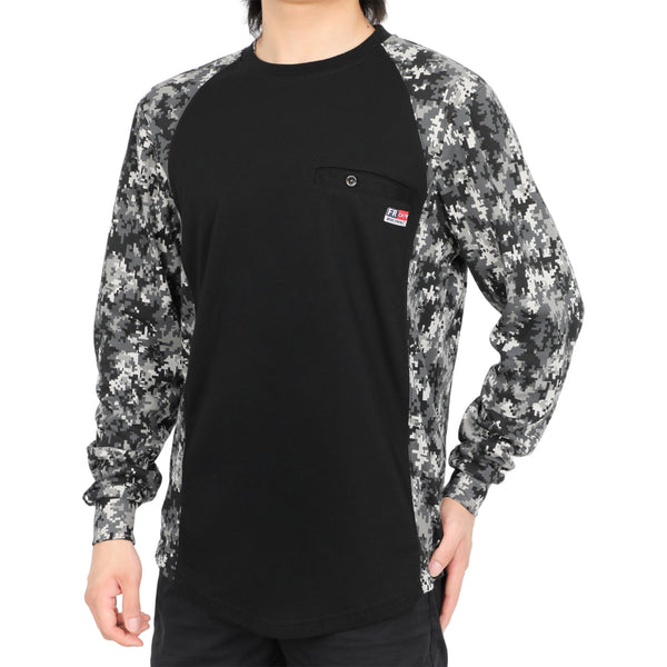 5.5oz Lightweight Crewneck Camo Two-Tone Melt Pocket FR Long Sleeve Welding T-Shirt