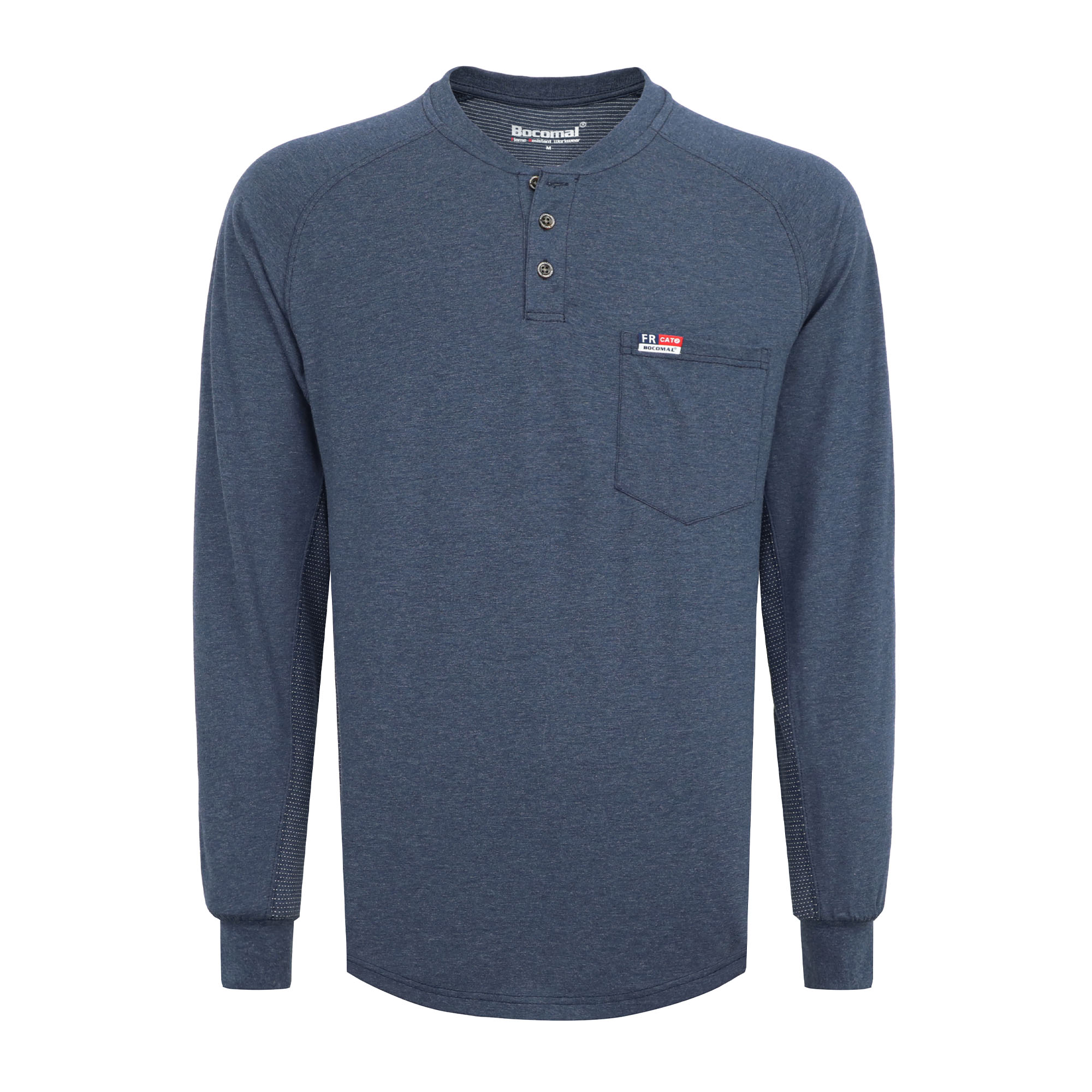 6OZ Henley Bird's-Eye Breathable Vented Mesh FR Tee-B535