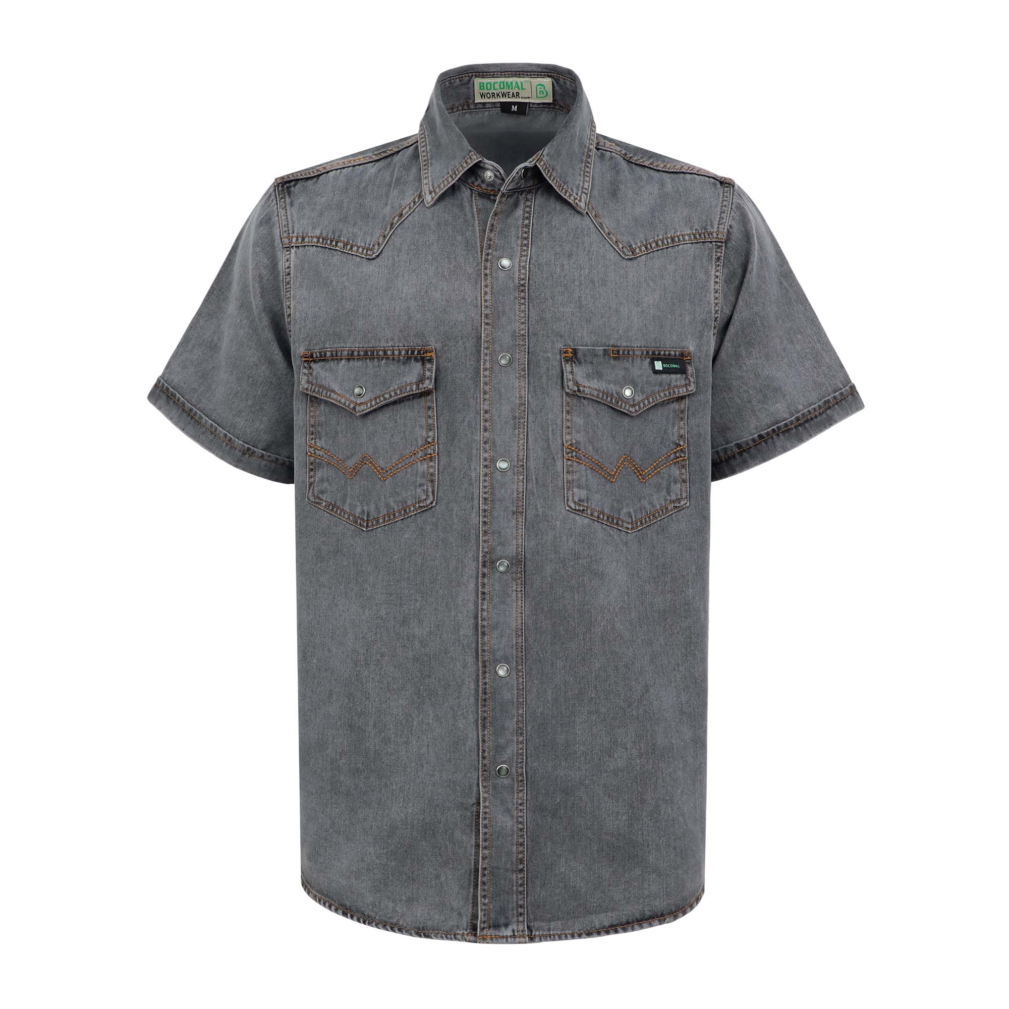 6.5OZ Short Sleeve Pearl Snap Denim Work Shirt (NON-FR) - SH052C