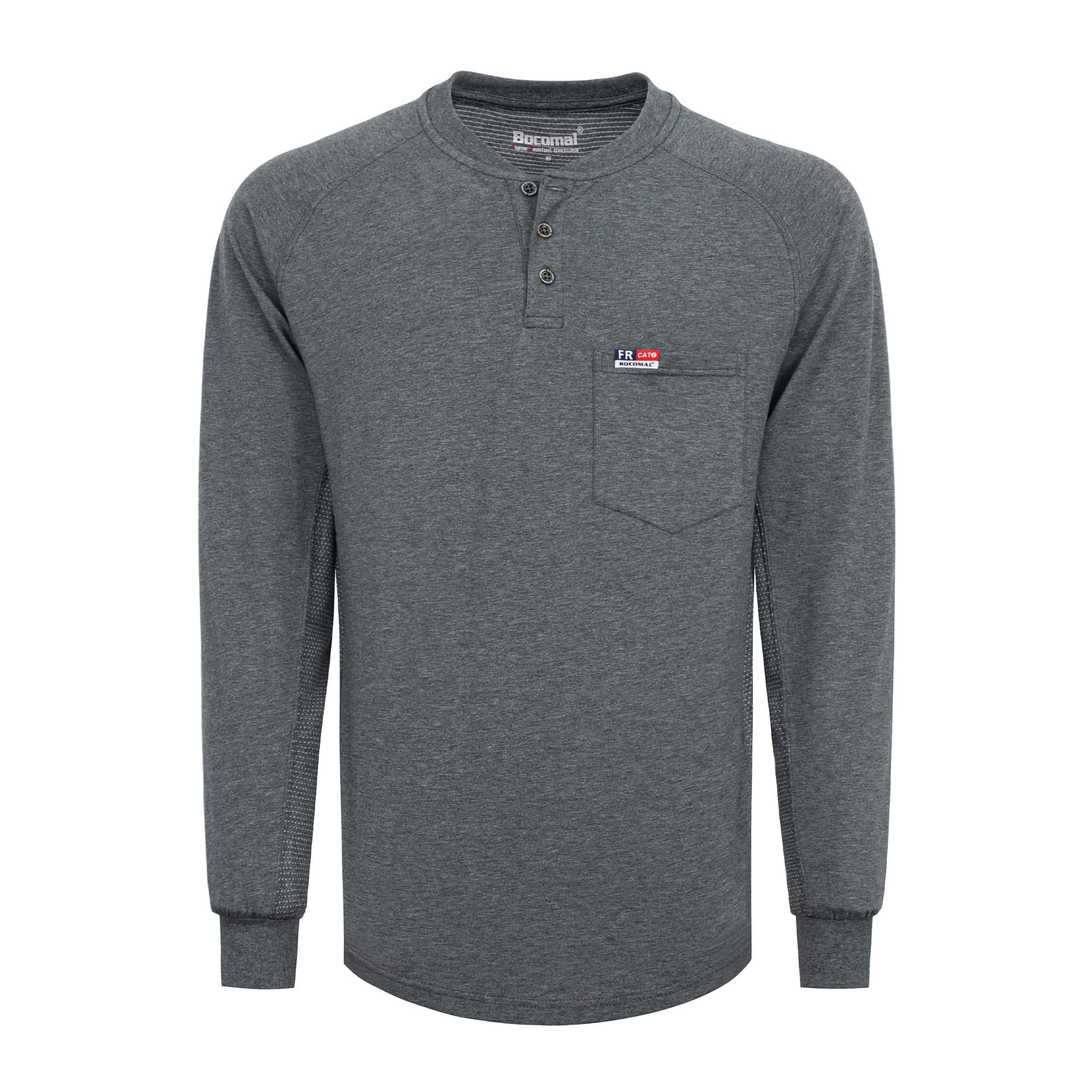 6OZ Henley Bird's-Eye Breathable Vented Mesh FR Tee-B535