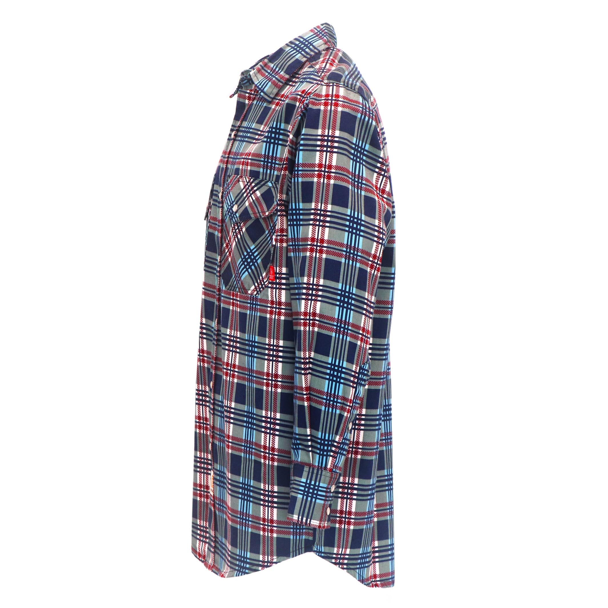 6.5OZ Printed Plaid Shirts With Pearl Snap(Final Sale)-3916