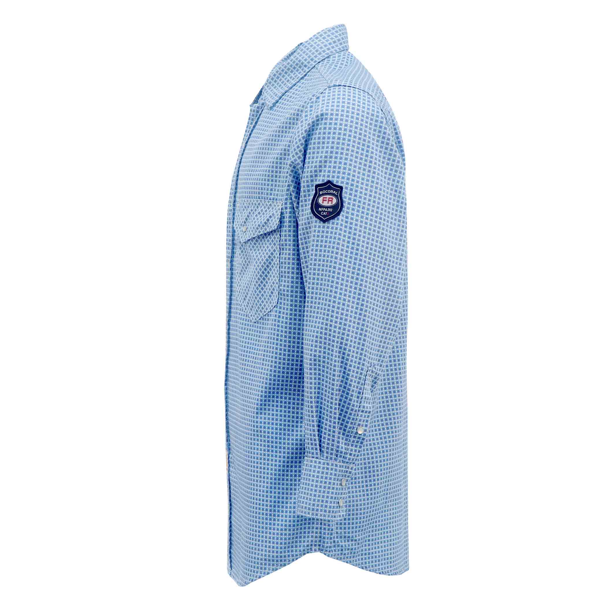 6.5OZ Printed Plaid Shirts With Pearl Snap-0916