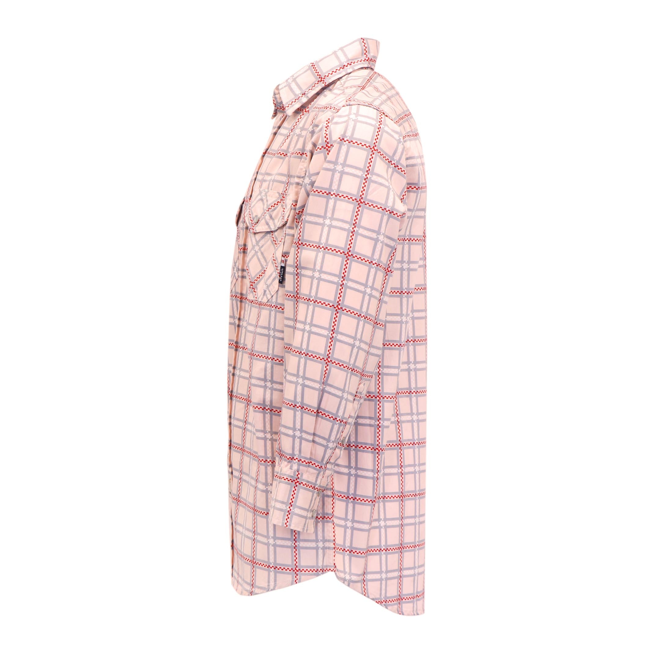 6.5OZ Printed Plaid Shirts With Pearl Snap(Final Sale)-3916