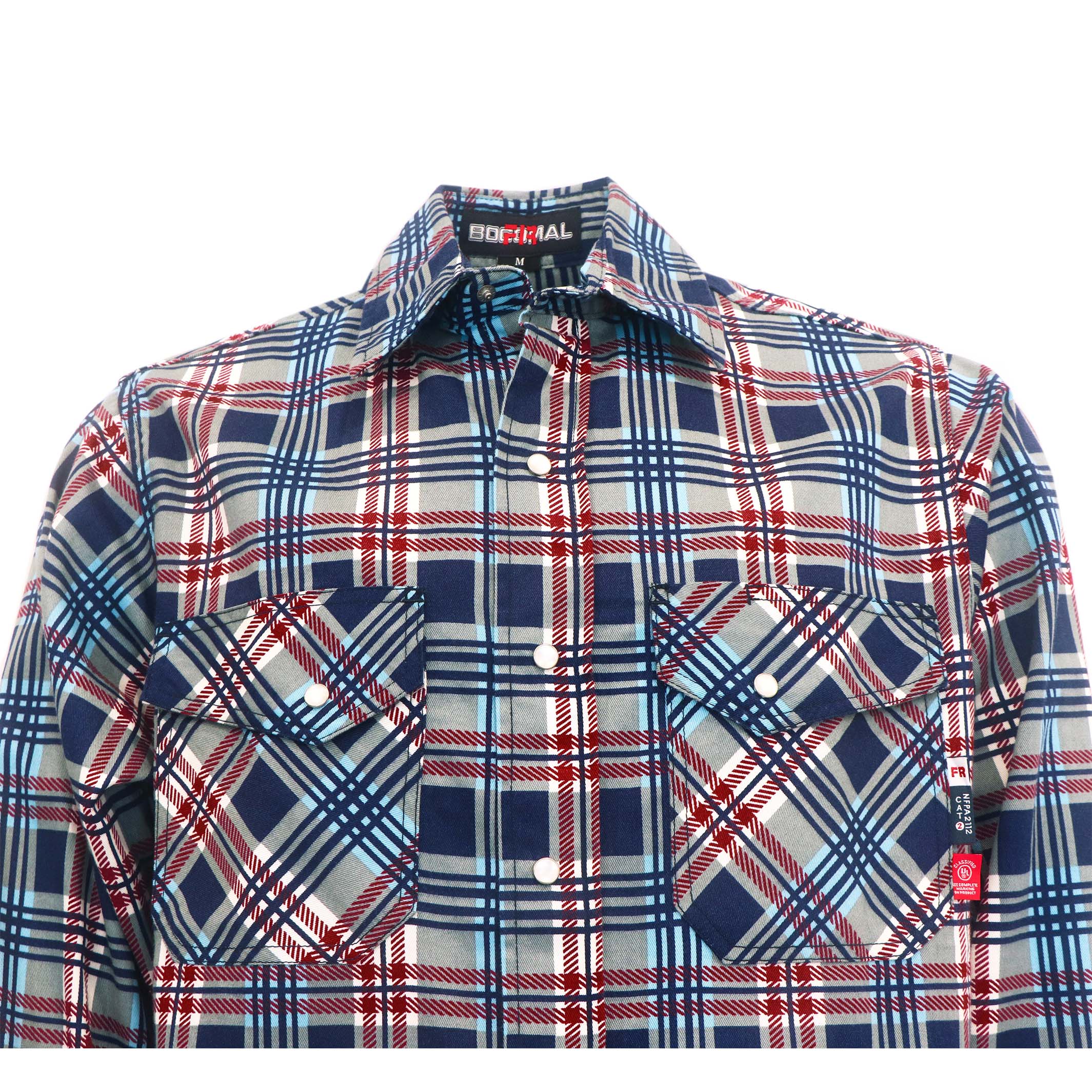 6.5OZ Printed Plaid Shirts With Pearl Snap(Final Sale)-3916