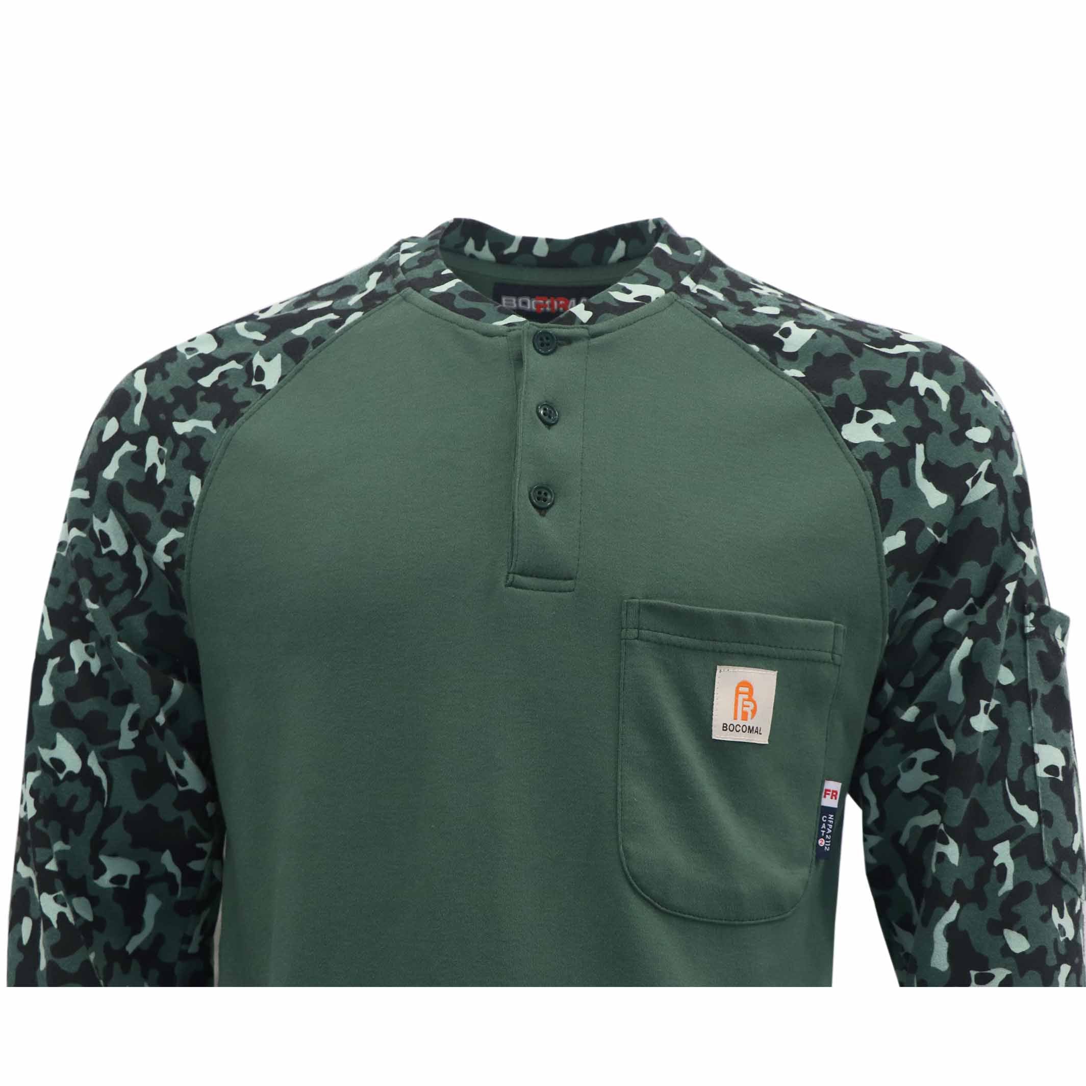 7OZ Button Pullover T-Shirt/Camouflage-5703
