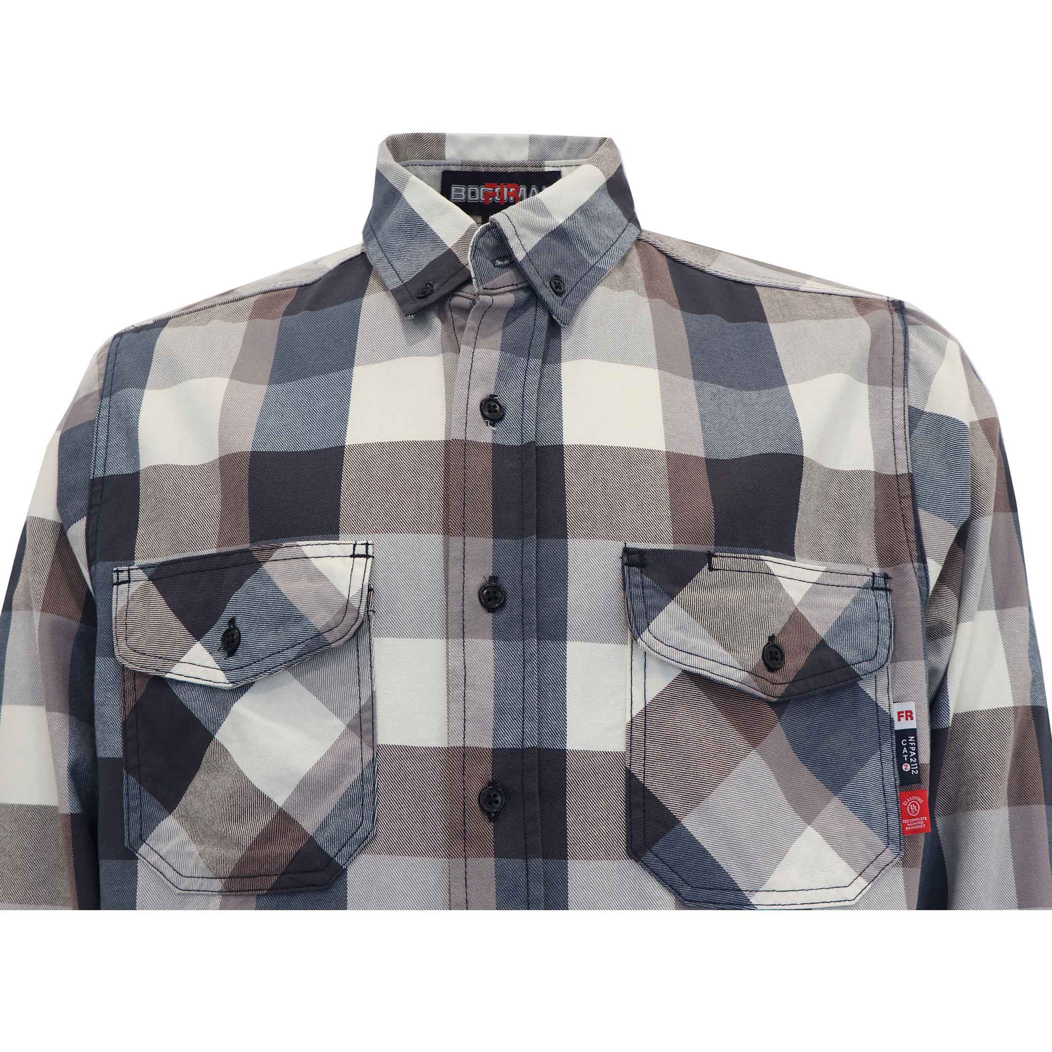 6.5OZ Big Printed Plaid Shirts With Button(Final Sale) - 3810