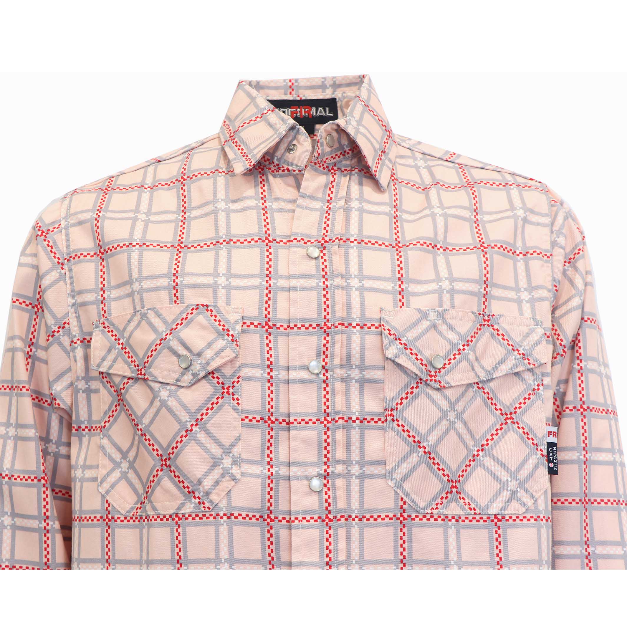 6.5OZ Printed Plaid Shirts With Pearl Snap(Final Sale)-3916