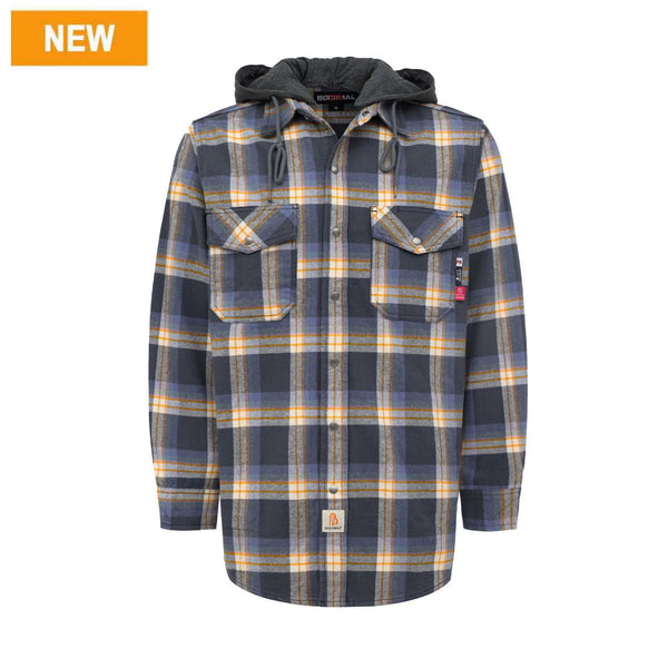 9.5OZ Hoodie Plaid Flannel Shirts With Button