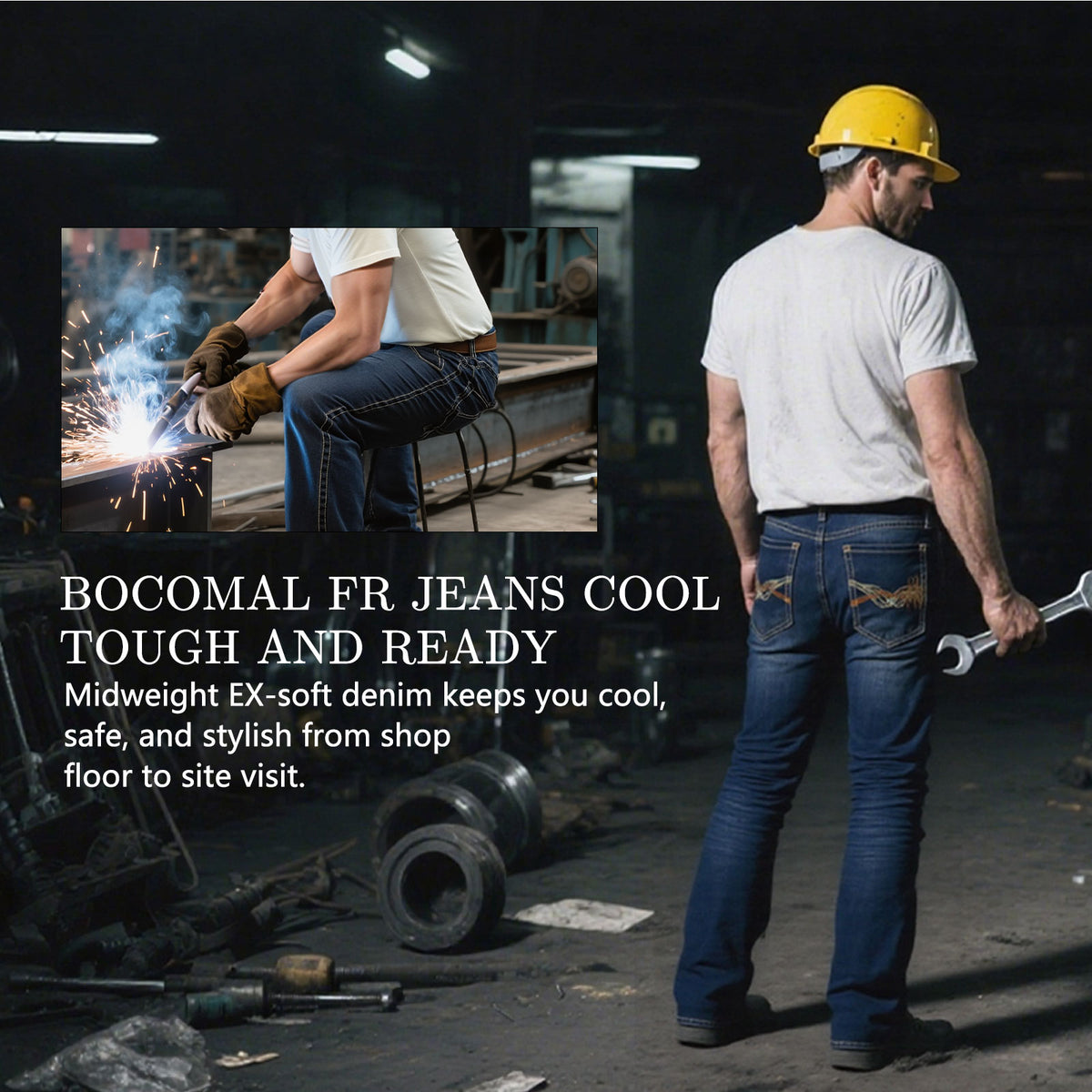 10oz Midweight EX-Soft Relaxed Boot Vintage Washed FR Work Pants-8306