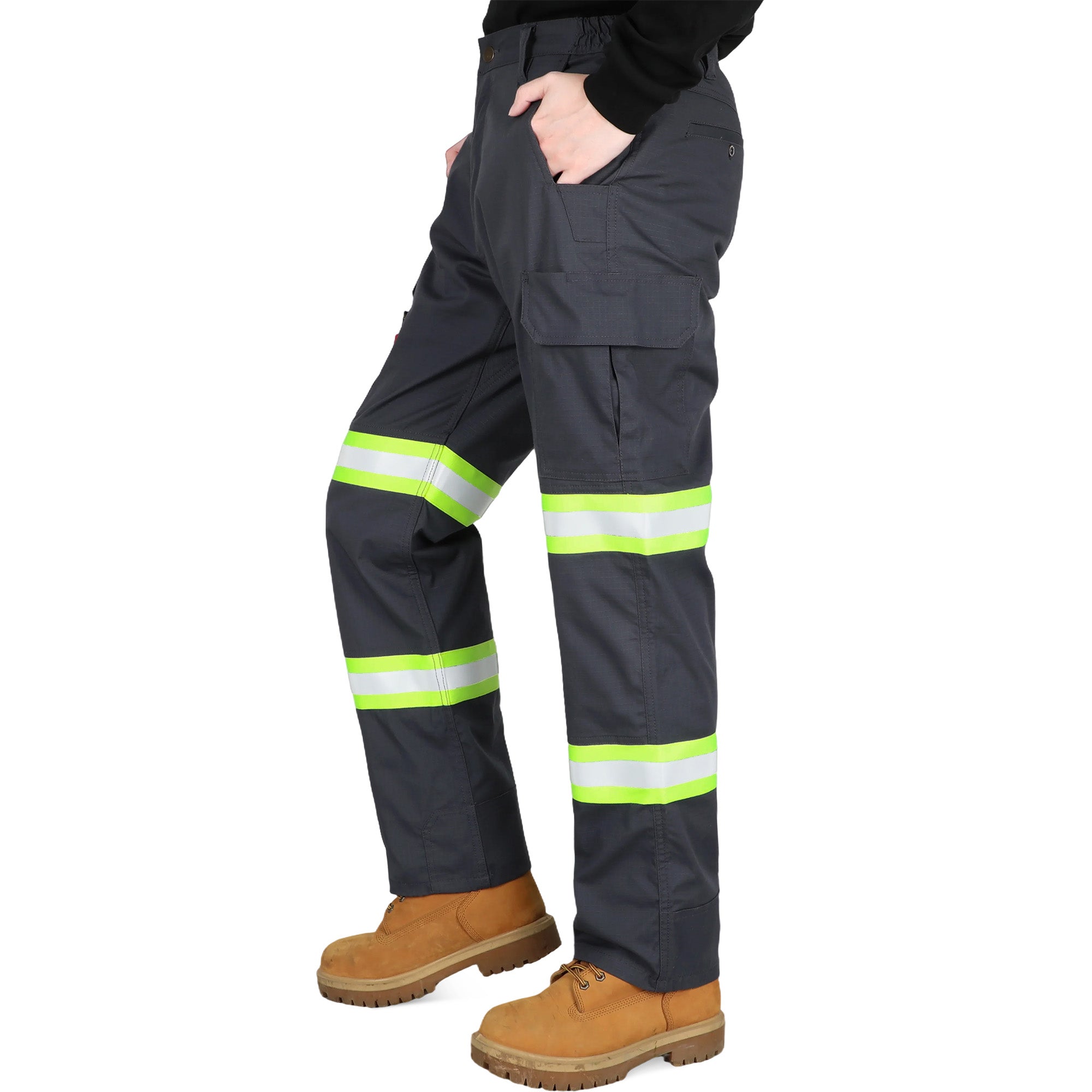 7OZ Hi Vis Rip-Stop FR Reflective Cargo Work Pants-A828HV