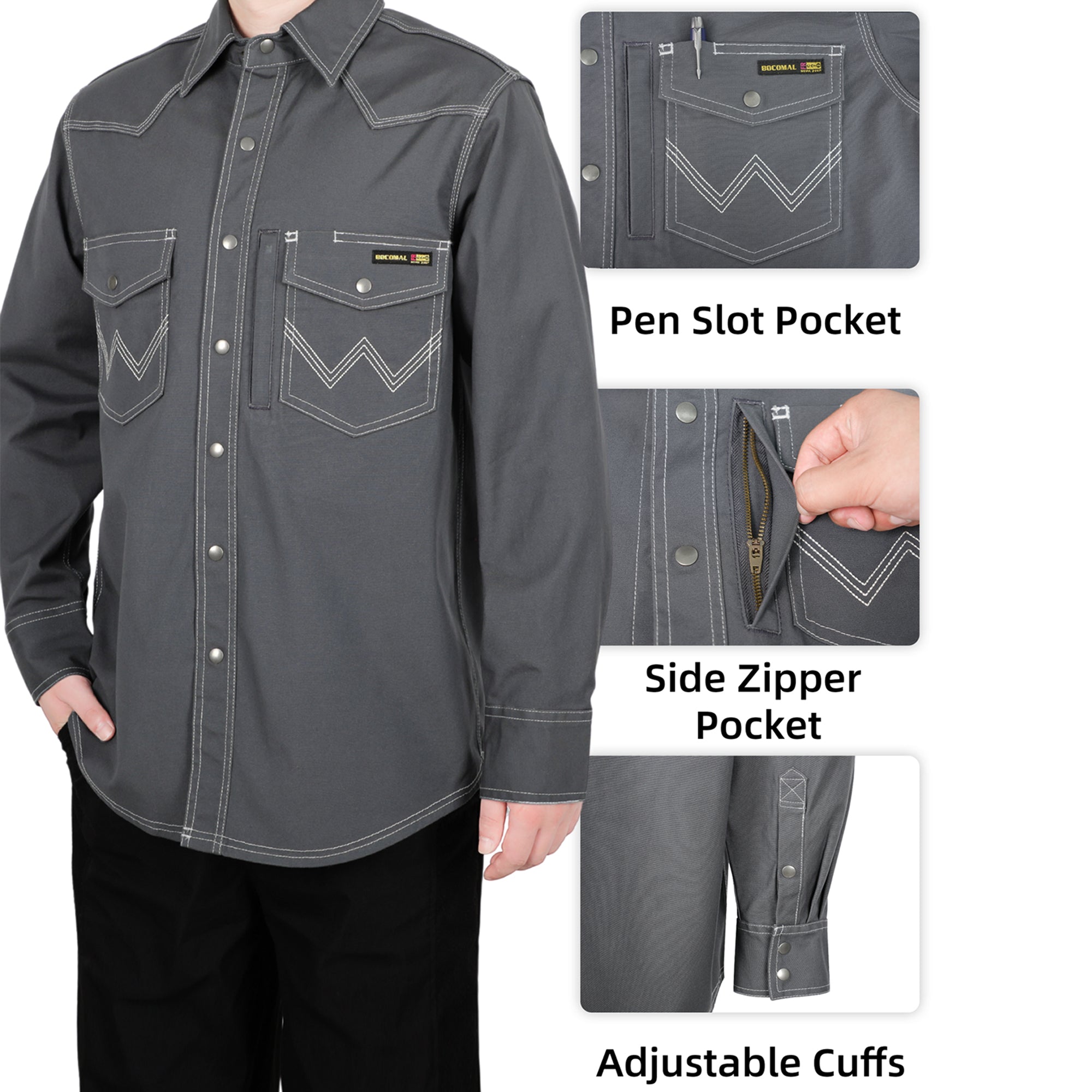 8.5oz Heavyweight Stretch Canvas FR Welding Shirts-0932