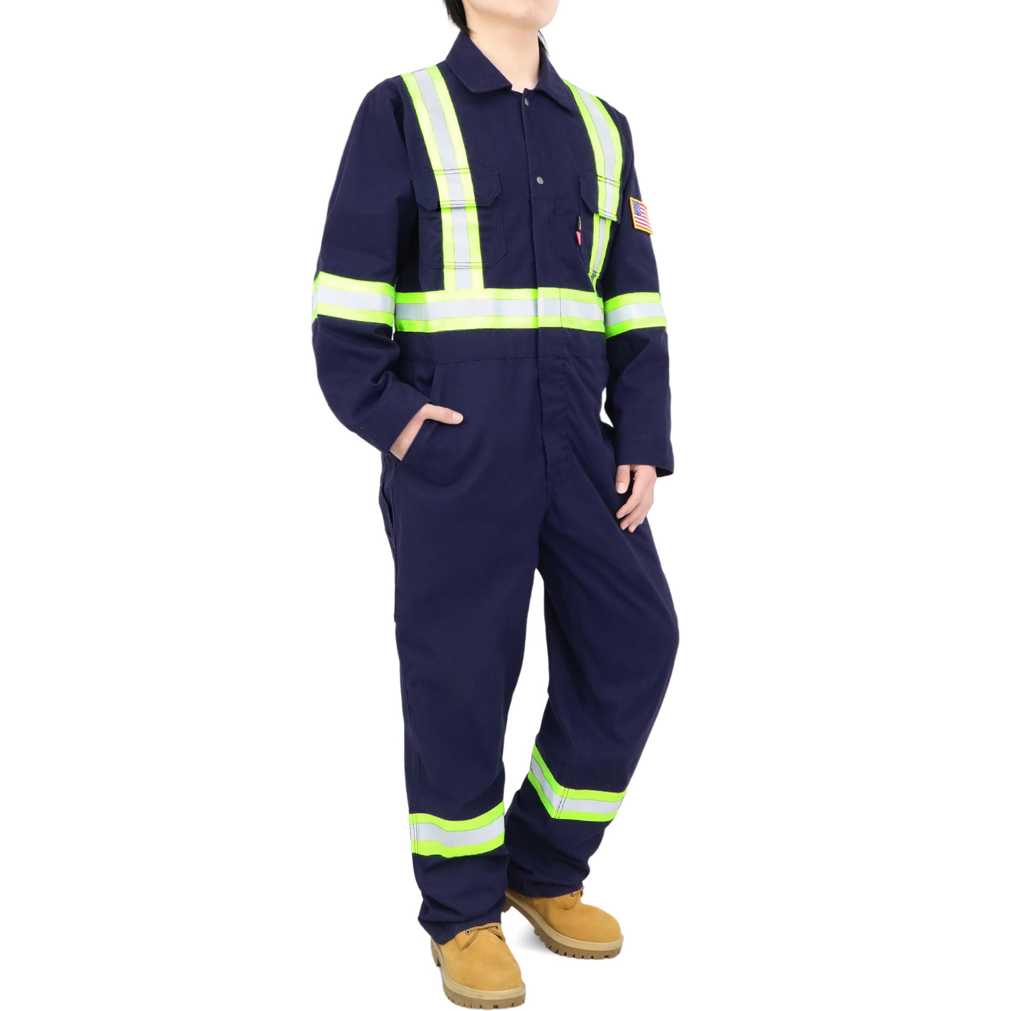 7.5OZ Cotton Twill FR Hi Vis Work Coverall - 2401HV