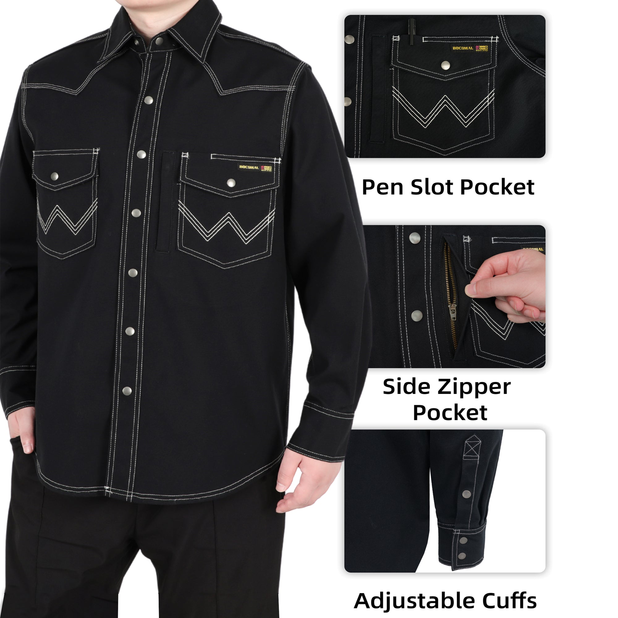 8.5oz Heavyweight Stretch Canvas FR Welding Shirts-0932