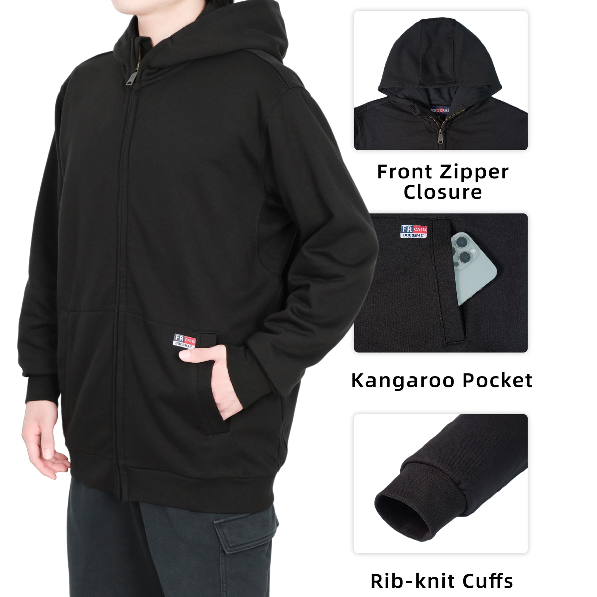 12.5oz Heavyweight Permanent Flame Resistant Modacrylic Cotton Hooded Sweatshirts-9634/9534