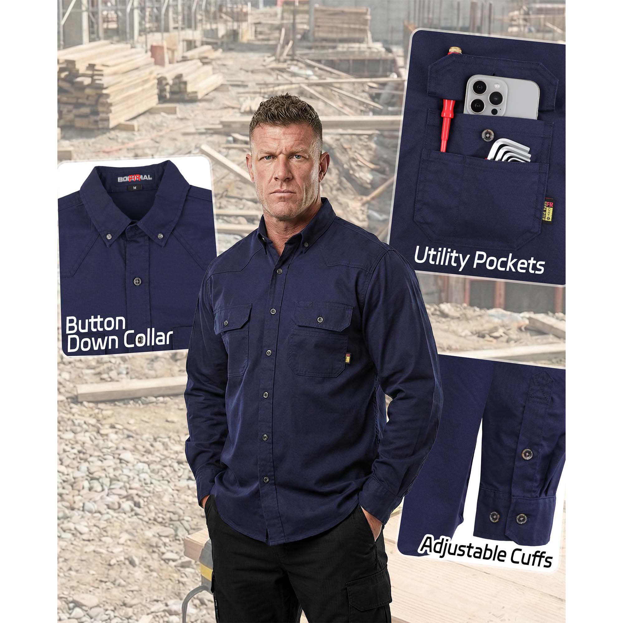 6.5OZ Dura-Light Soft Heather Duck FR Work Shirt -B639