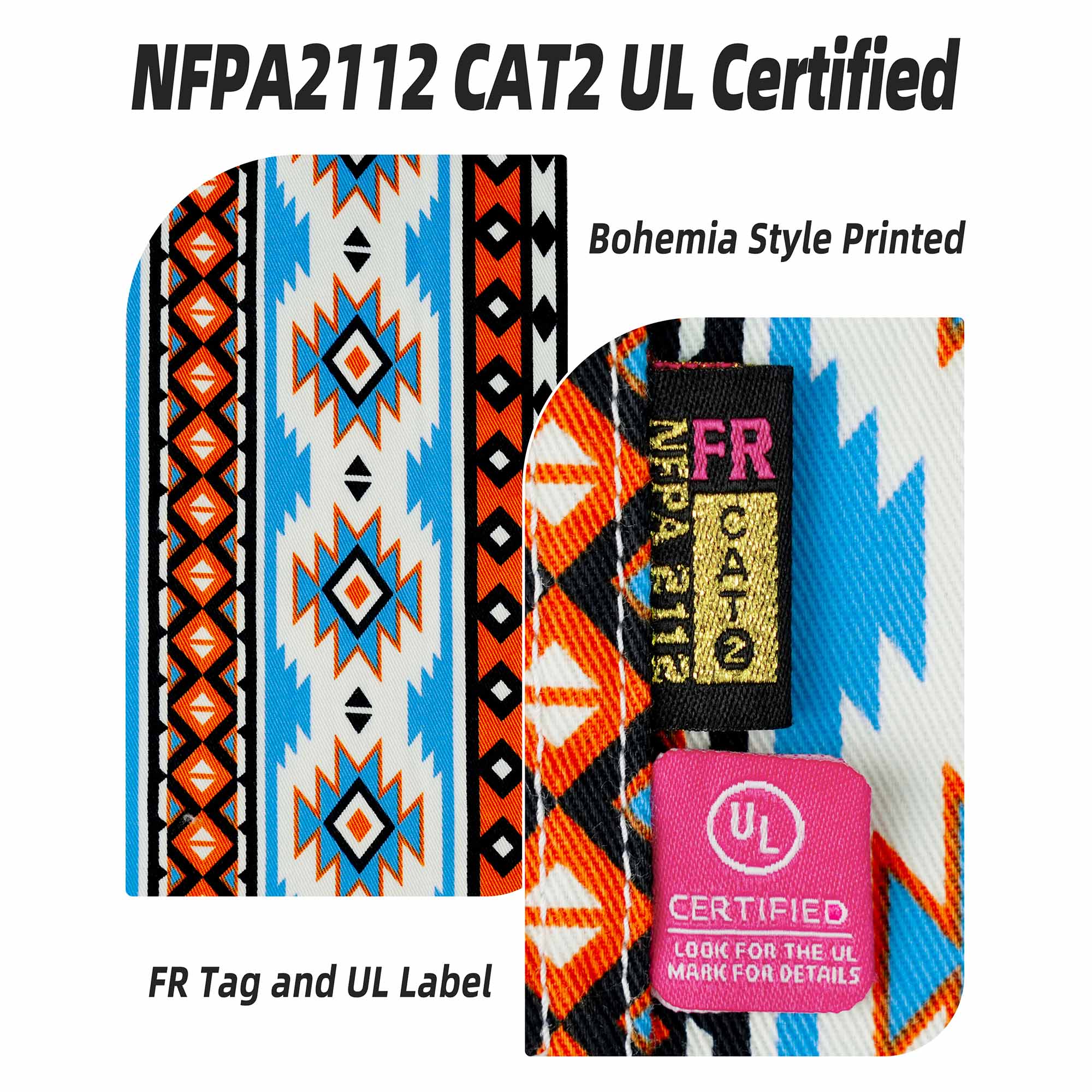 6.5OZ Printed Bohemia Button Down Flame Resistant Work Shirt-0816A-NEW