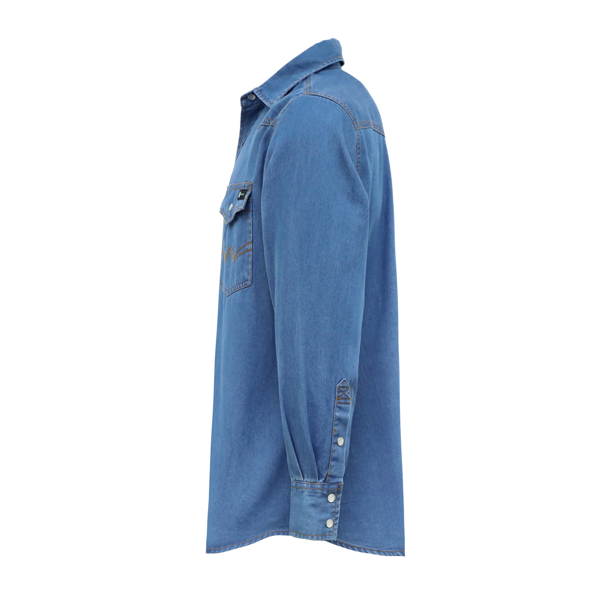 6.5OZ Work Shirts Vintage Washed Lightweight Soft Denim Pearl Snap Down-Relaxed Fit (Non FR)-0930