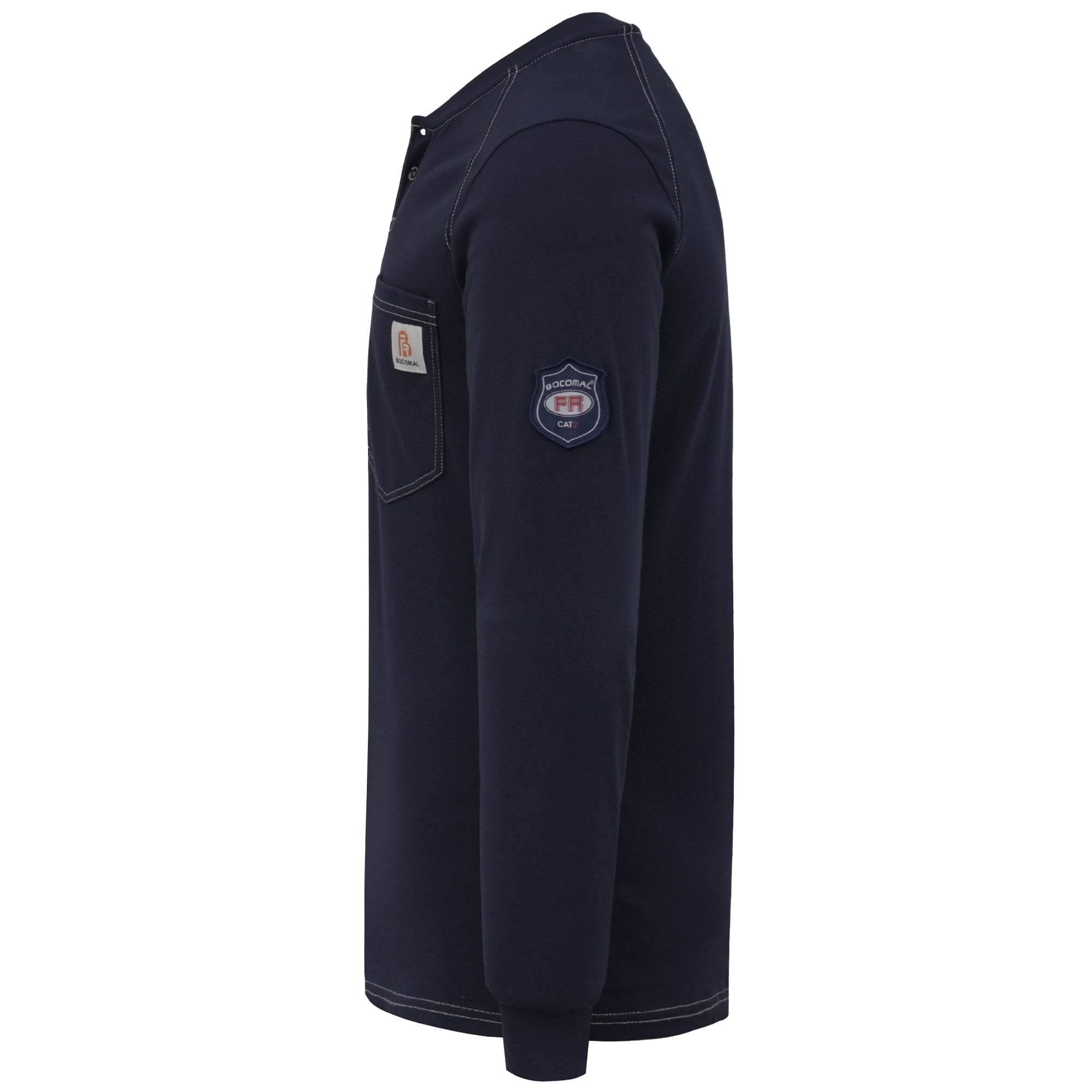 5.5oz Cotton Long Sleeve Henley Shirt Flame Resistant -9108