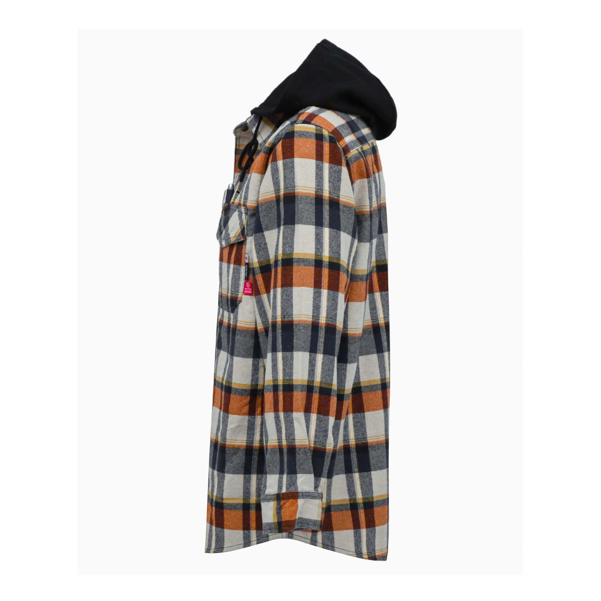 8.5OZ Plaid Flannel Shirts With Hoodie-3818H