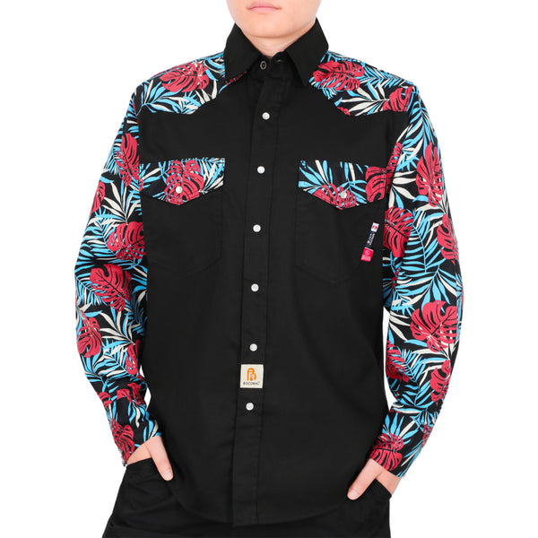 6.5oz Pearl Snaps Two Tone Paisley/Hawaii Flame Resistant Cotton Welding Shirt NFPA 2112 CAT 2