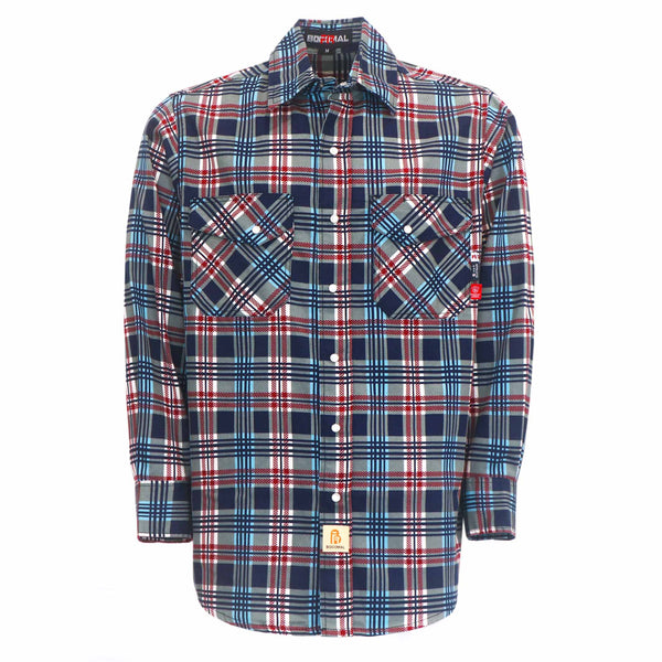 6.5OZ Geometric Printed Plaid Shirts With Pearl Snap