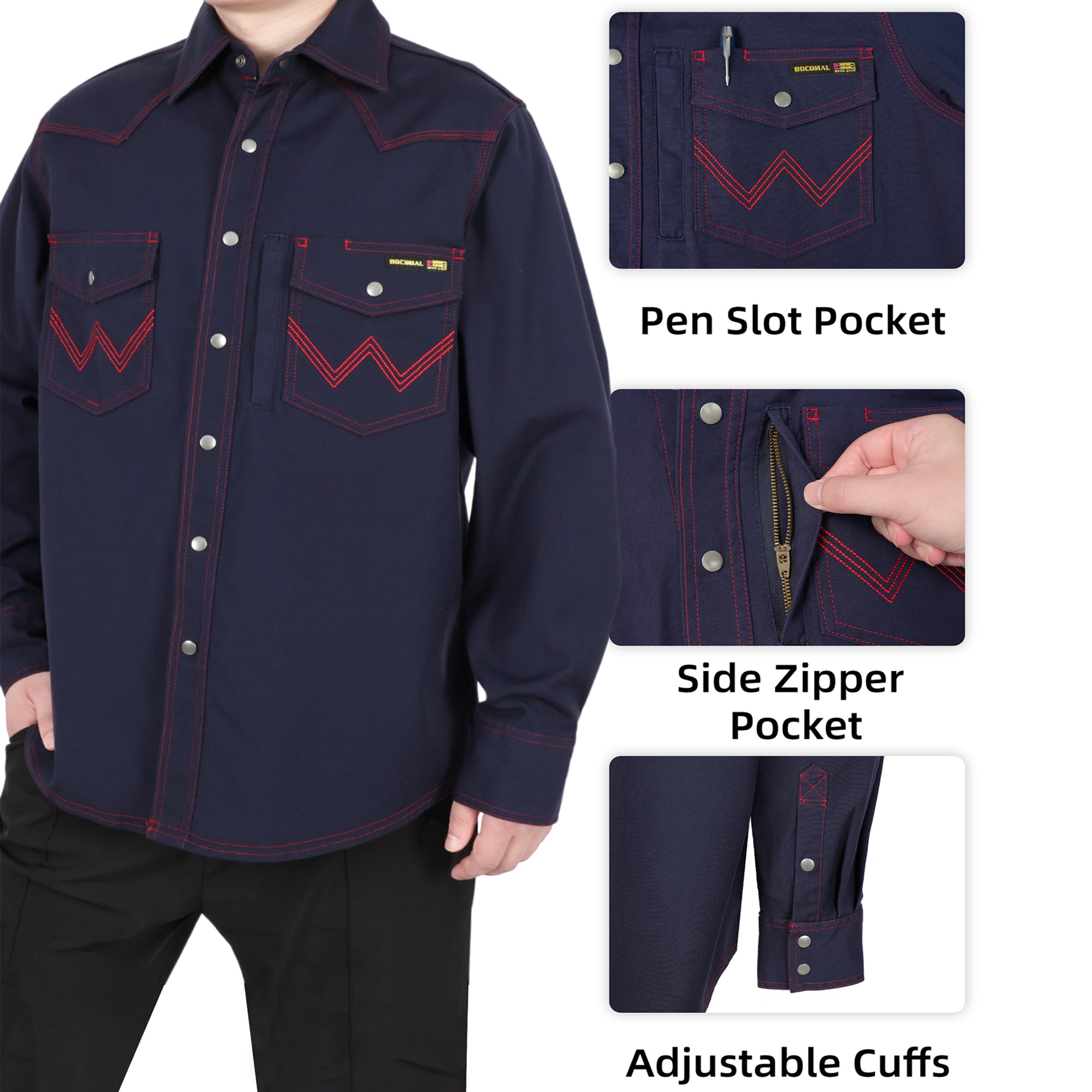 8.5oz Heavyweight Stretch Canvas FR Welding Shirts-0932