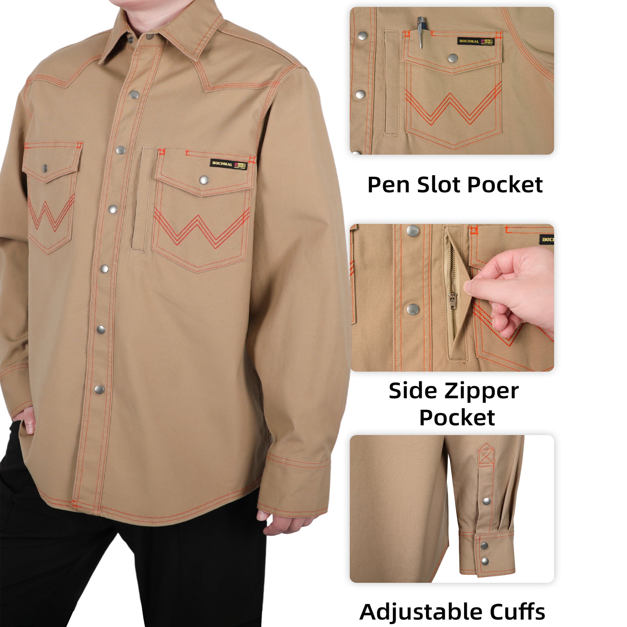 8.5oz Heavyweight Stretch Canvas FR Welding Shirts-0932