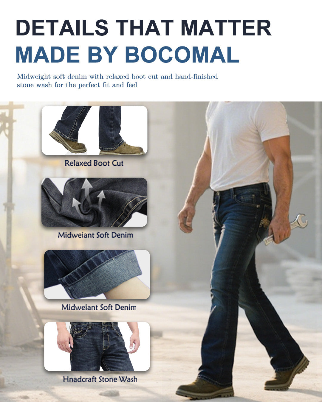 10oz Midweight EX-Soft Relaxed Boot Vintage Washed FR Work Pants-8306