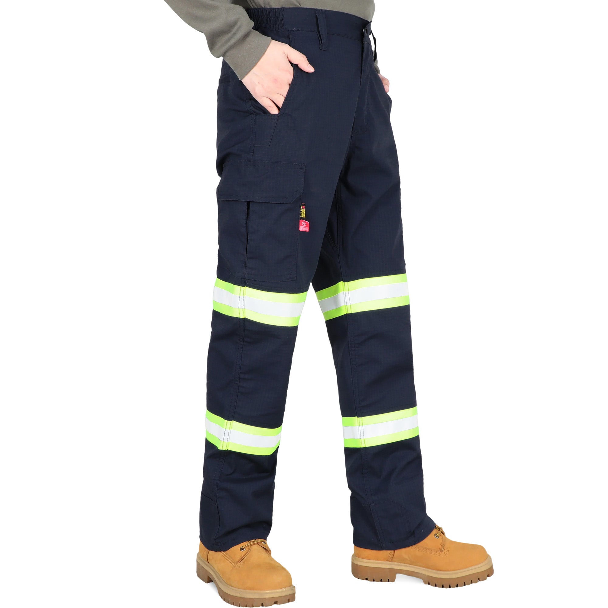 7OZ Hi Vis Rip-Stop FR Reflective Cargo Work Pants-A828HV