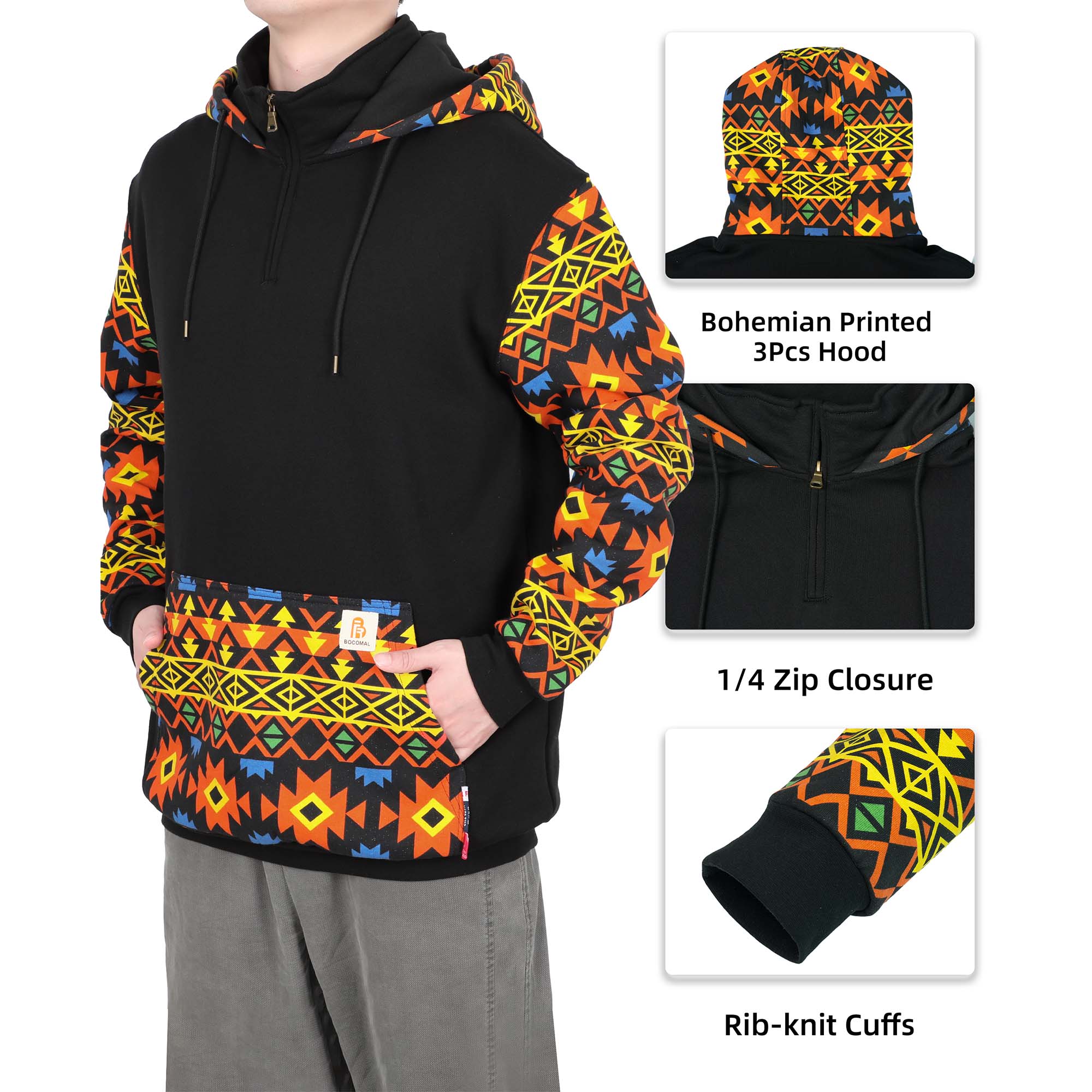 10.5OZ Classic 1/4 Zipper Pullover Hoodies/Printing(Final Sale)-4509P