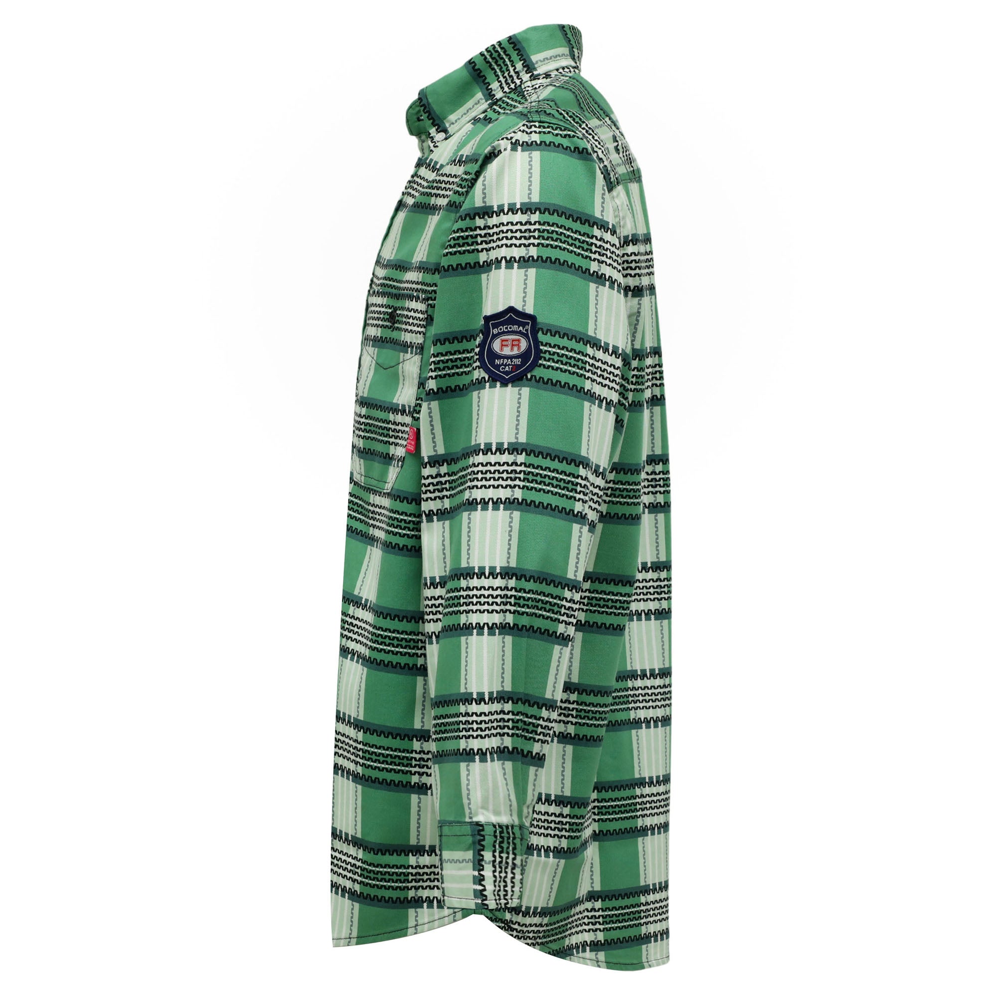 6.5oz Cotton Button Up Printed Plaid Flame Resistant Welding Shirts (Final Sale)